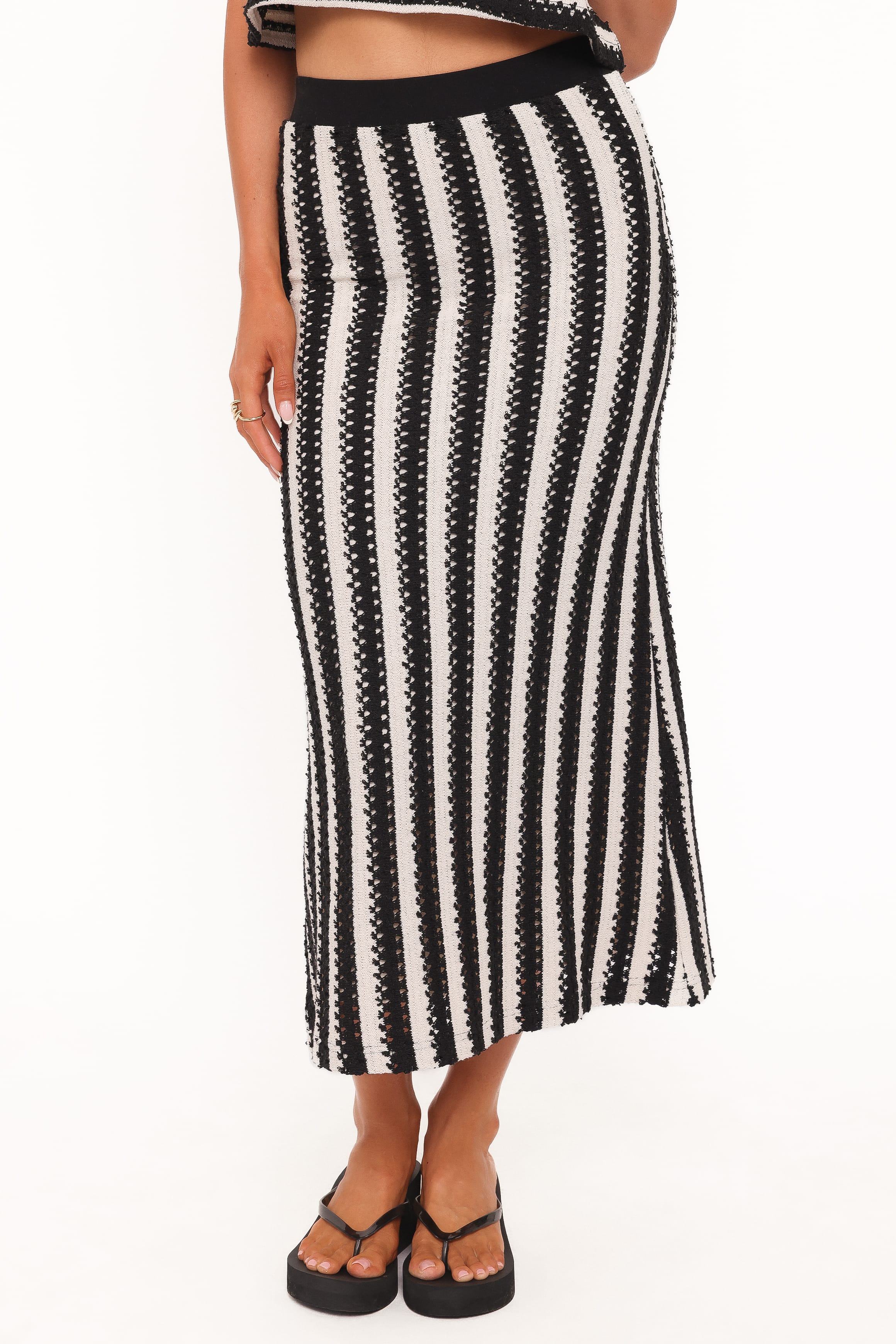 Jaden Knit Skirt Set - Black/White Stripe - Image 6