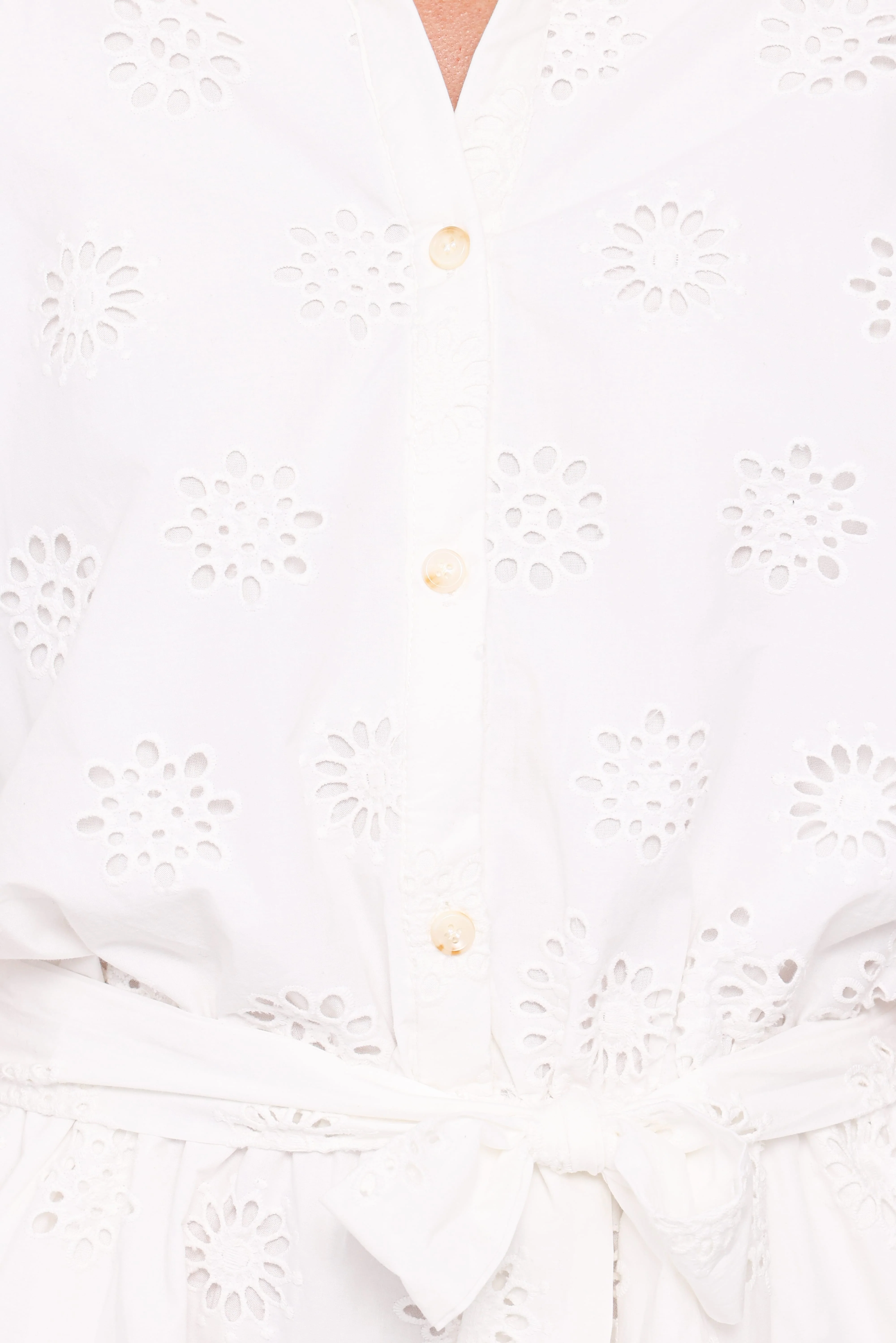 Jamie Tie Front Playsuit - White Broderie - Image 7