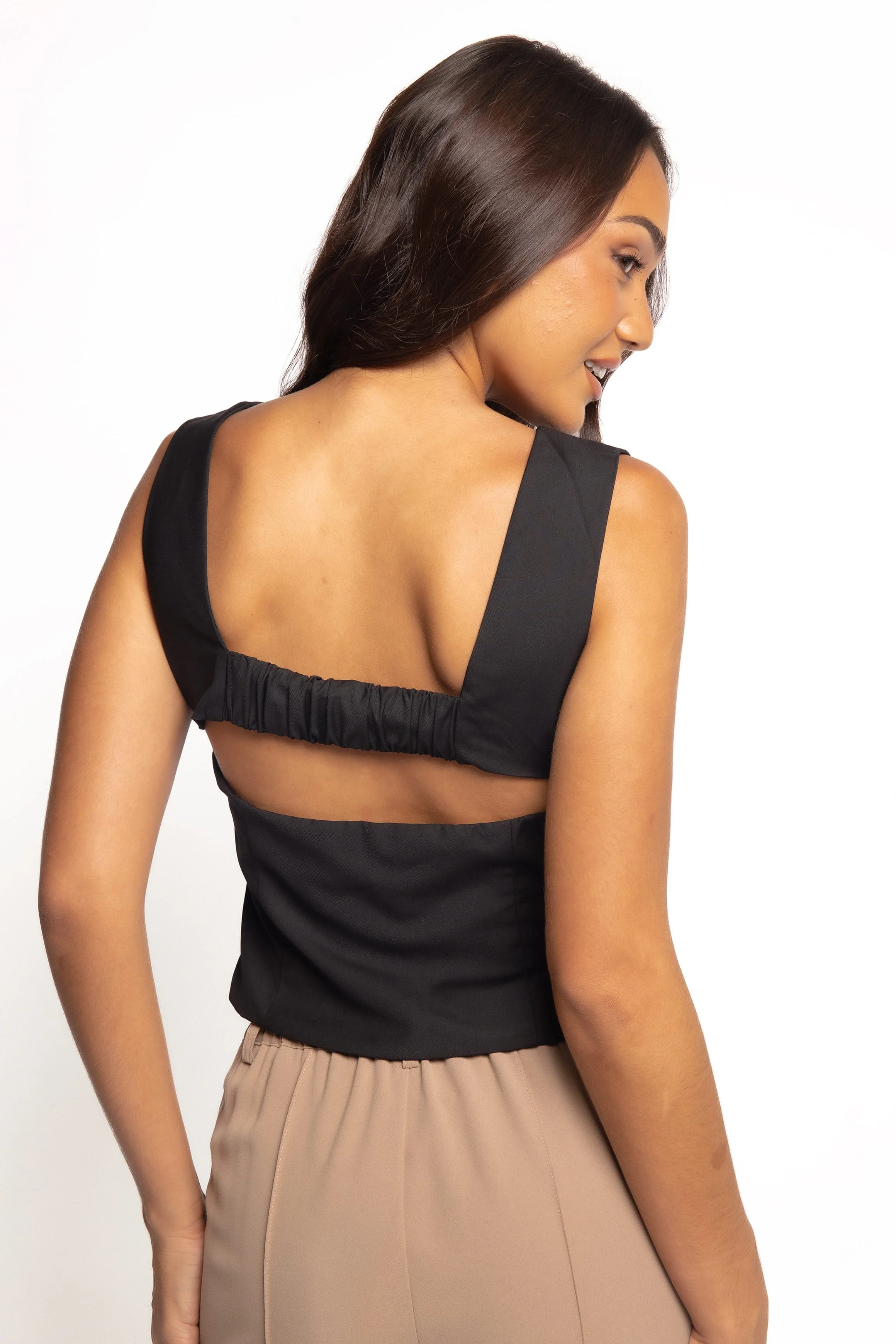 Janaina Open Back Top - Black - Image 5