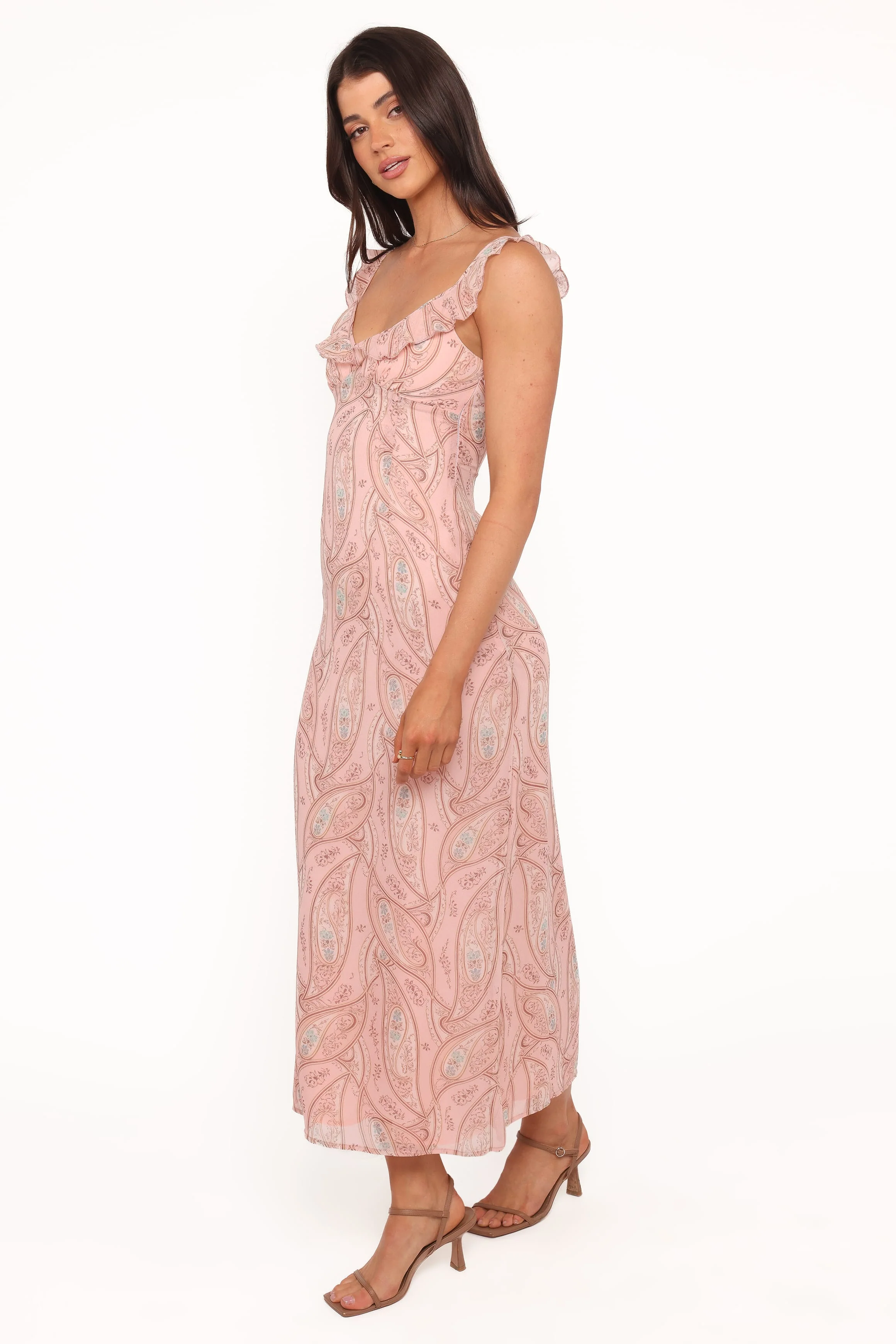 Jarvis Midi Dress - Peach Paisley - Image 3