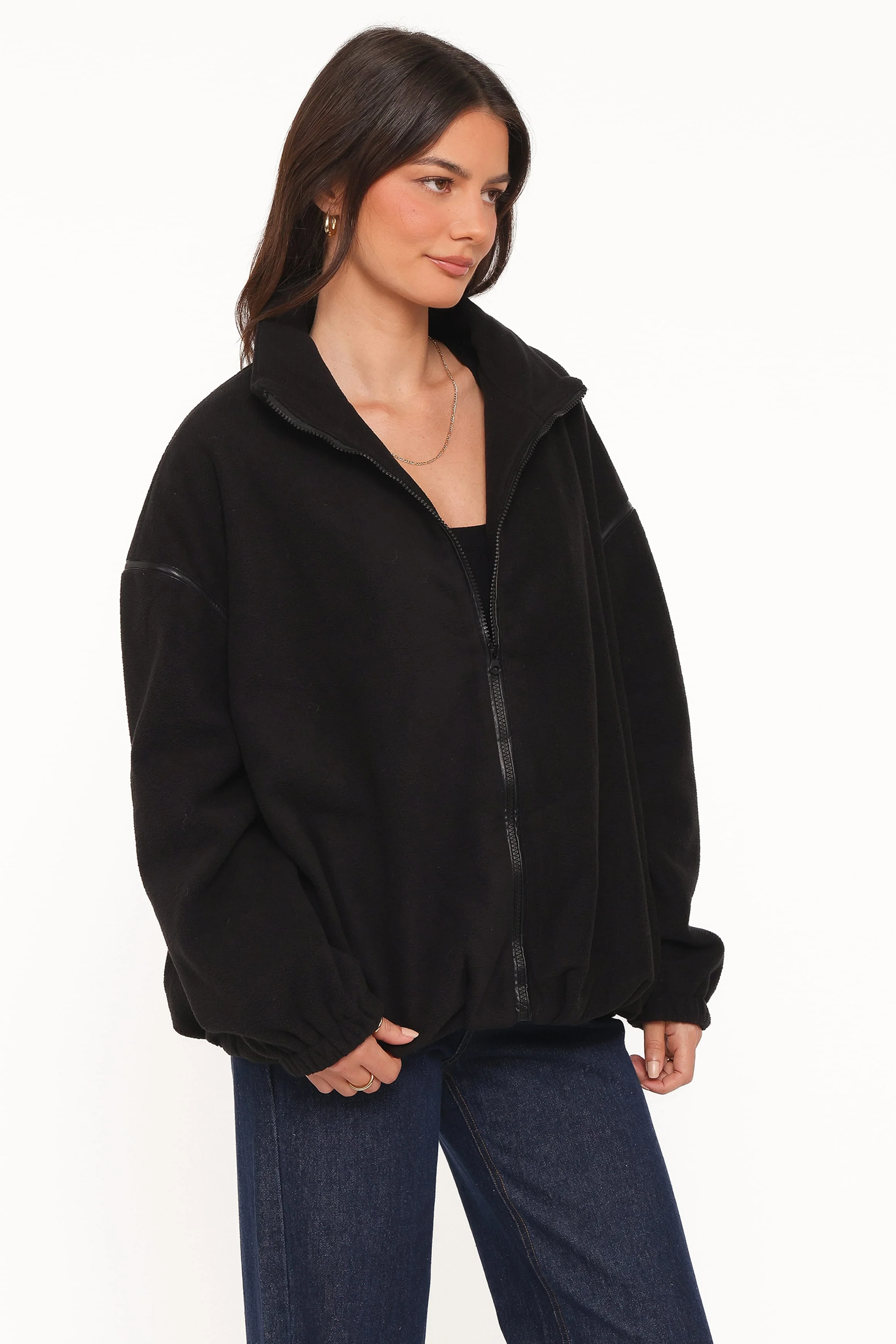 Jaydana Fleece Bomber Jacket - Black - Image 3