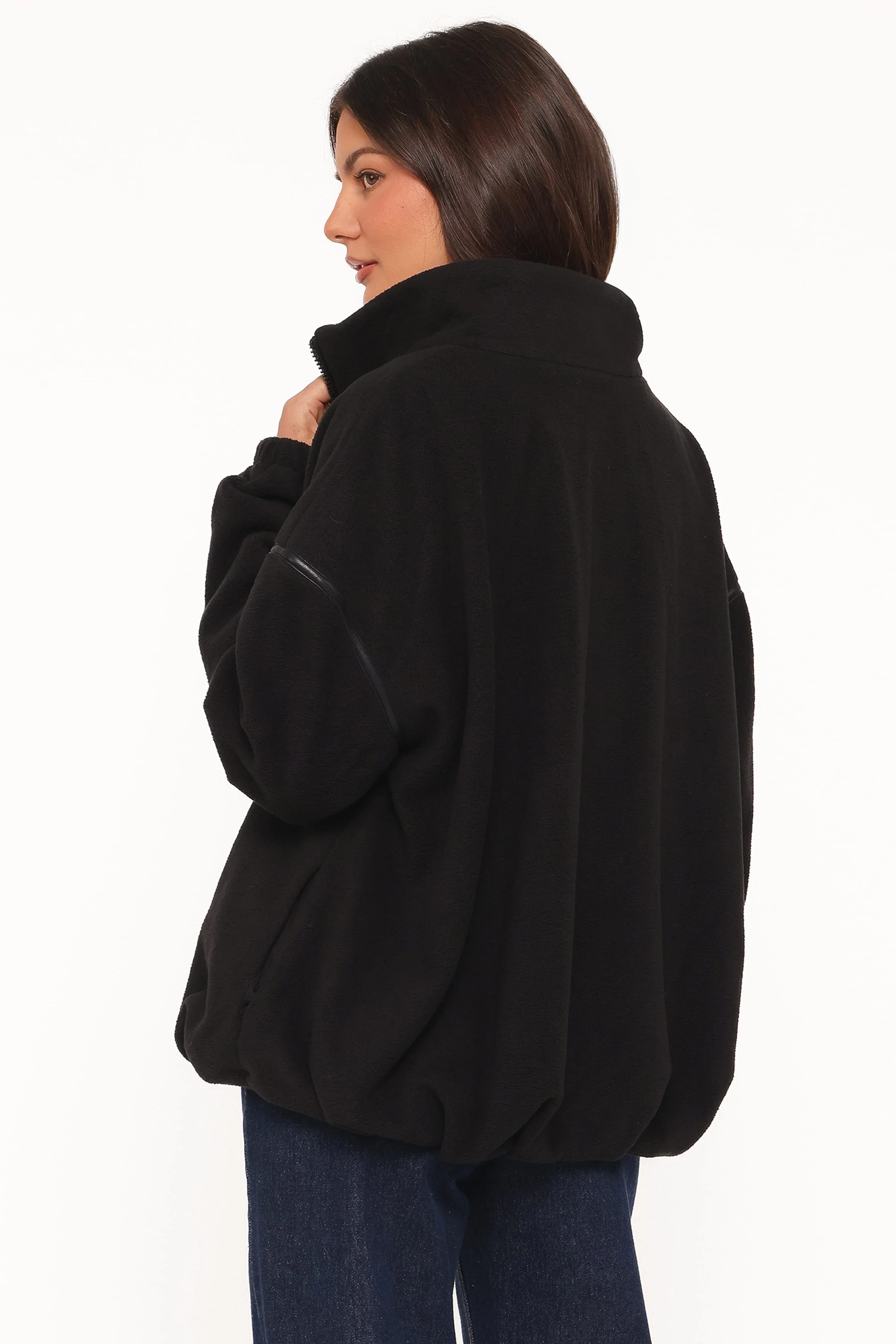 Jaydana Fleece Bomber Jacket - Black - Image 4