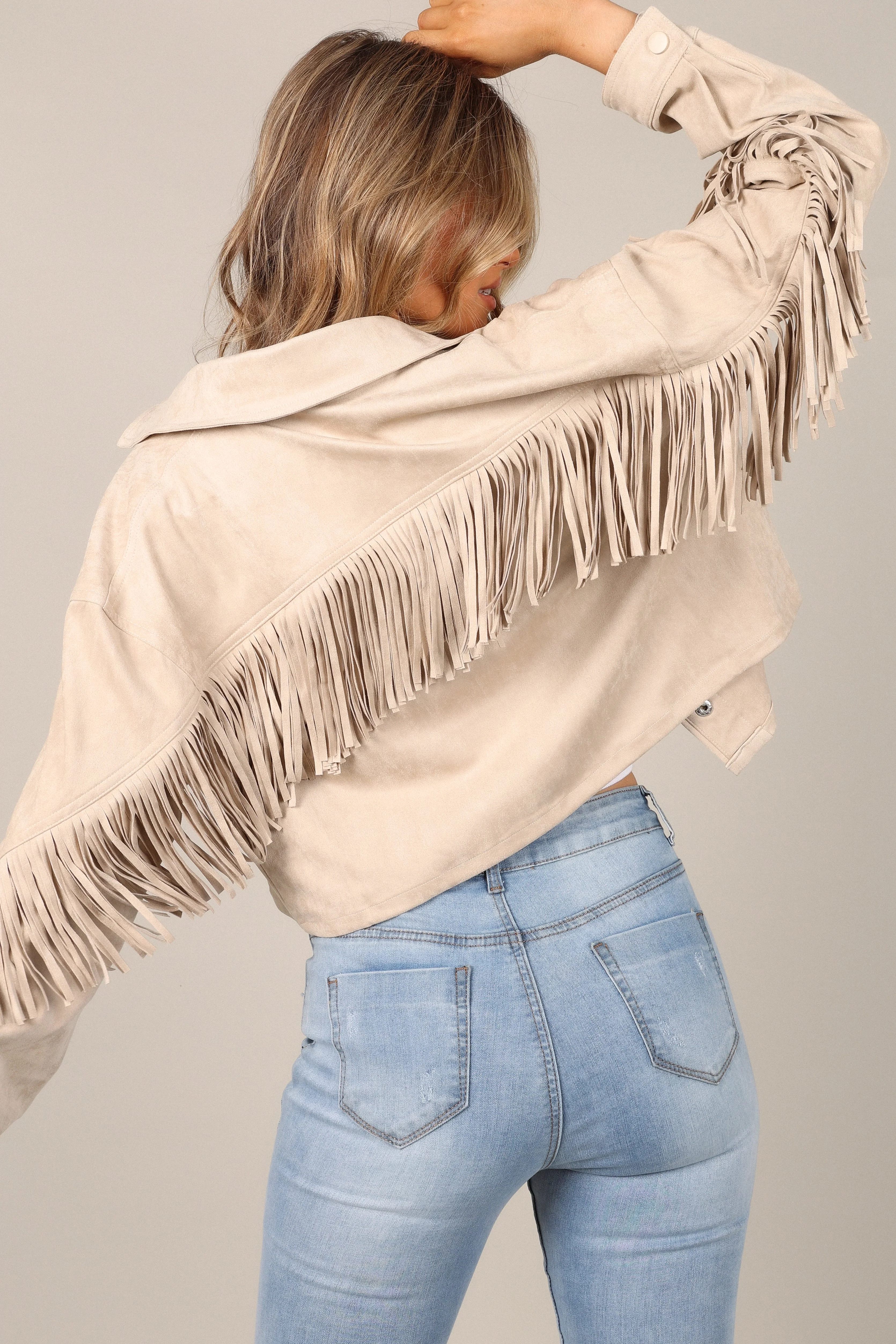 Jenna Fringe Crop Jacket - Ivory