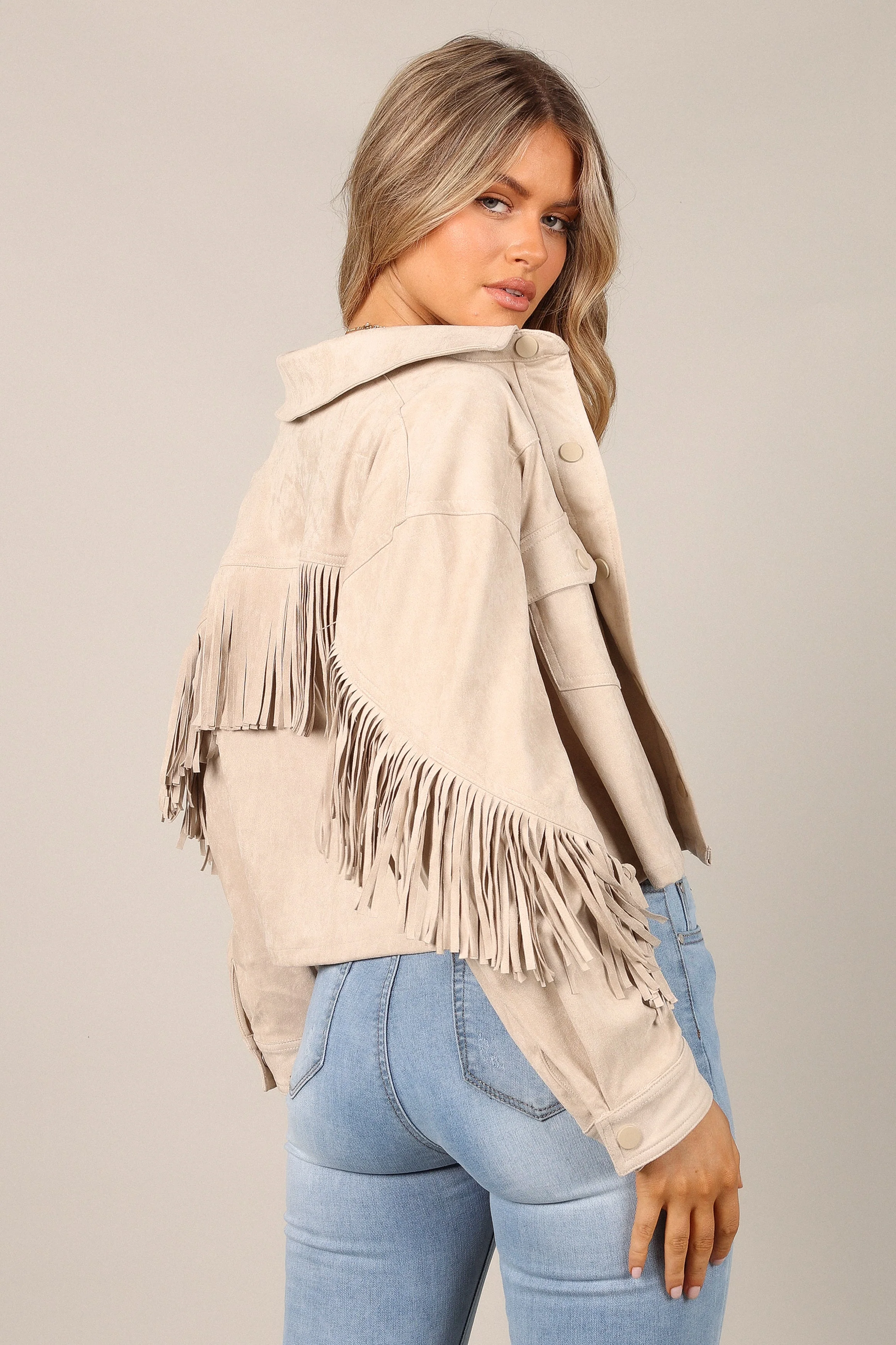 Jenna Fringe Crop Jacket - Ivory - Image 4