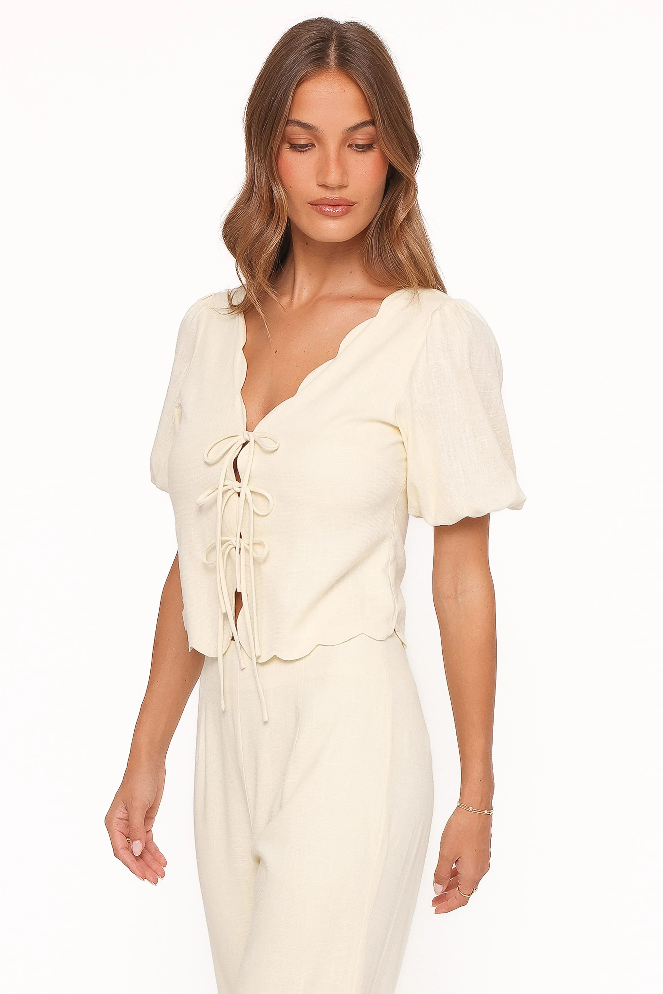Jensen Scallop Hem Top - Butter Yellow - Image 4