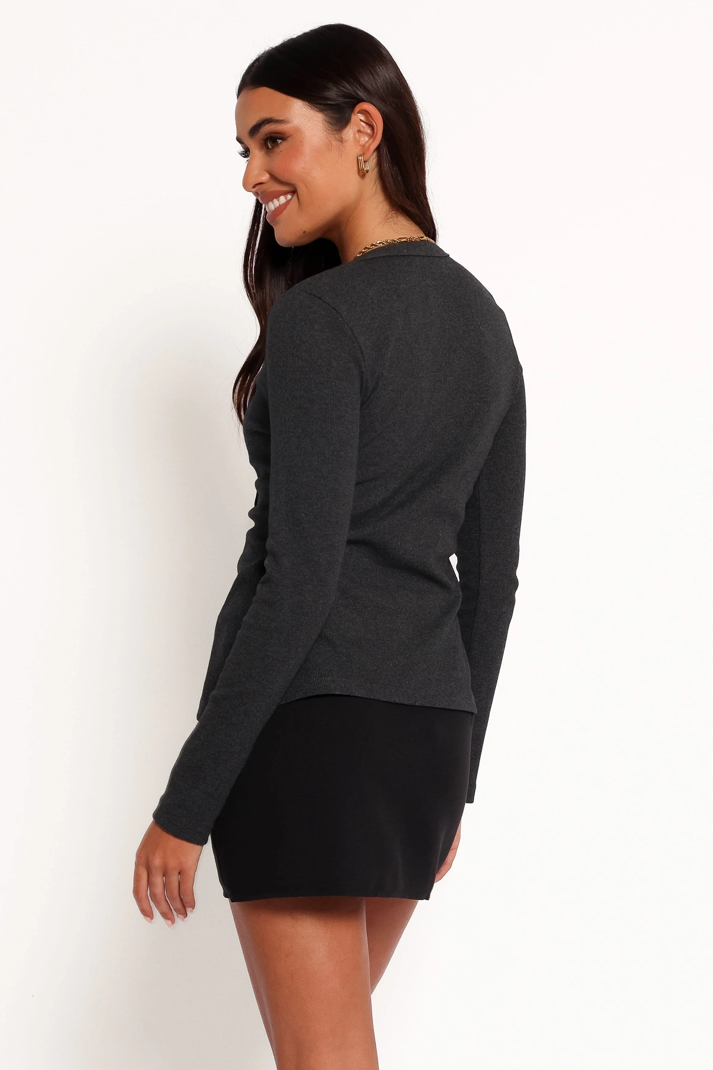 Jessa Knit Top - Charcoal - Image 4