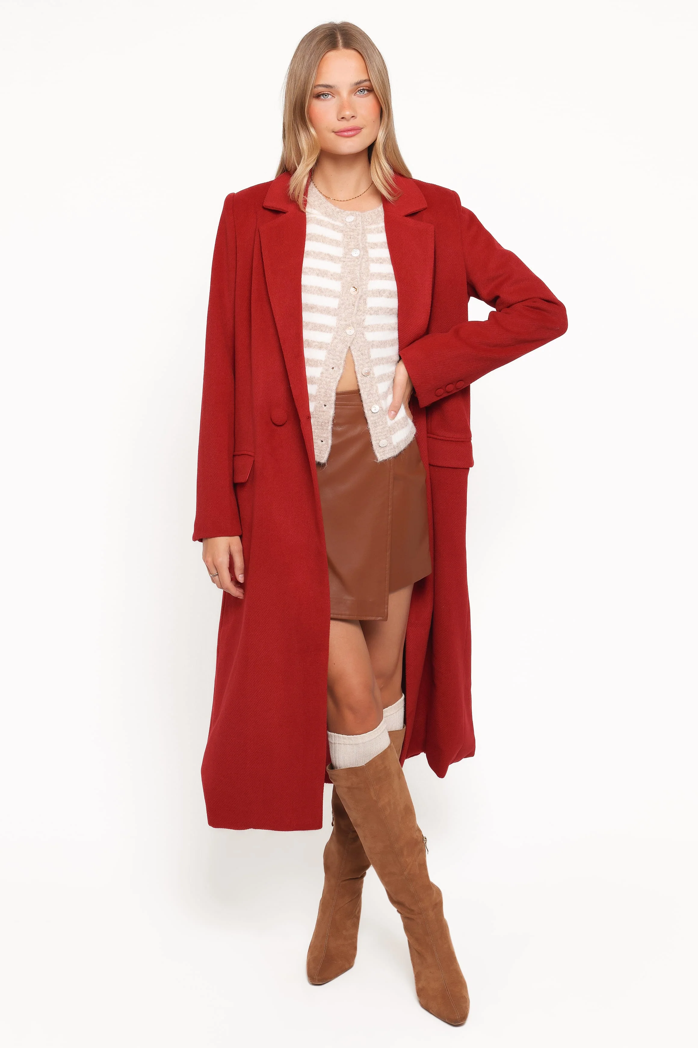 Jett Long Blazer Coat- Red - Image 6