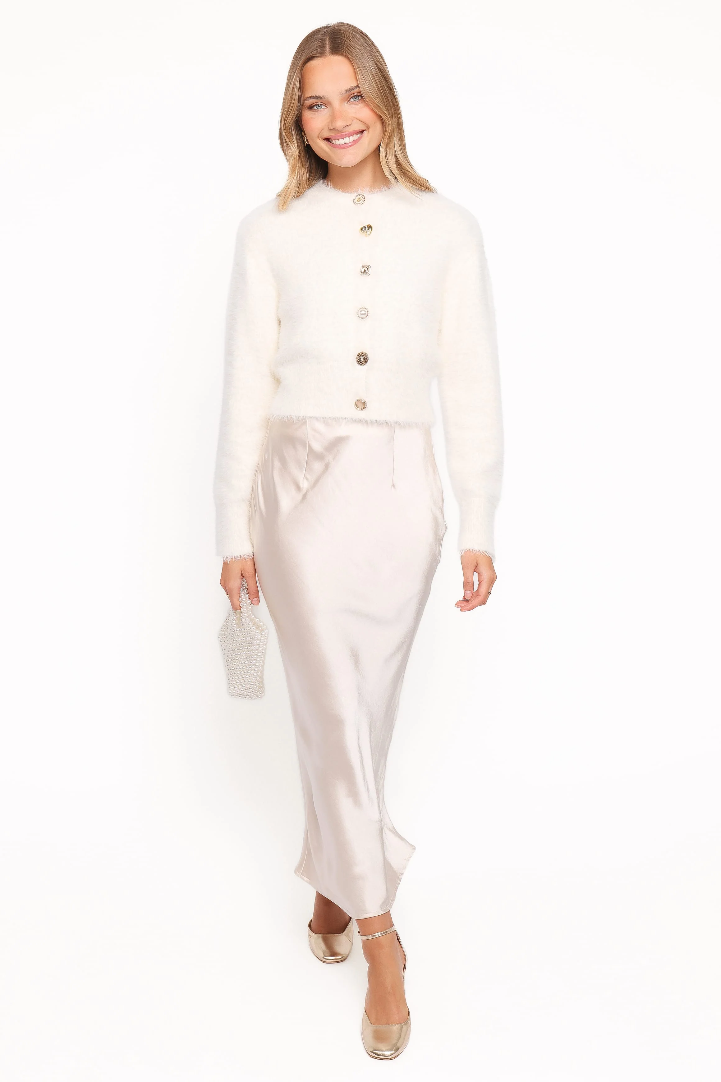 Jintie Vintage Button Cardigan - Cream - Image 5
