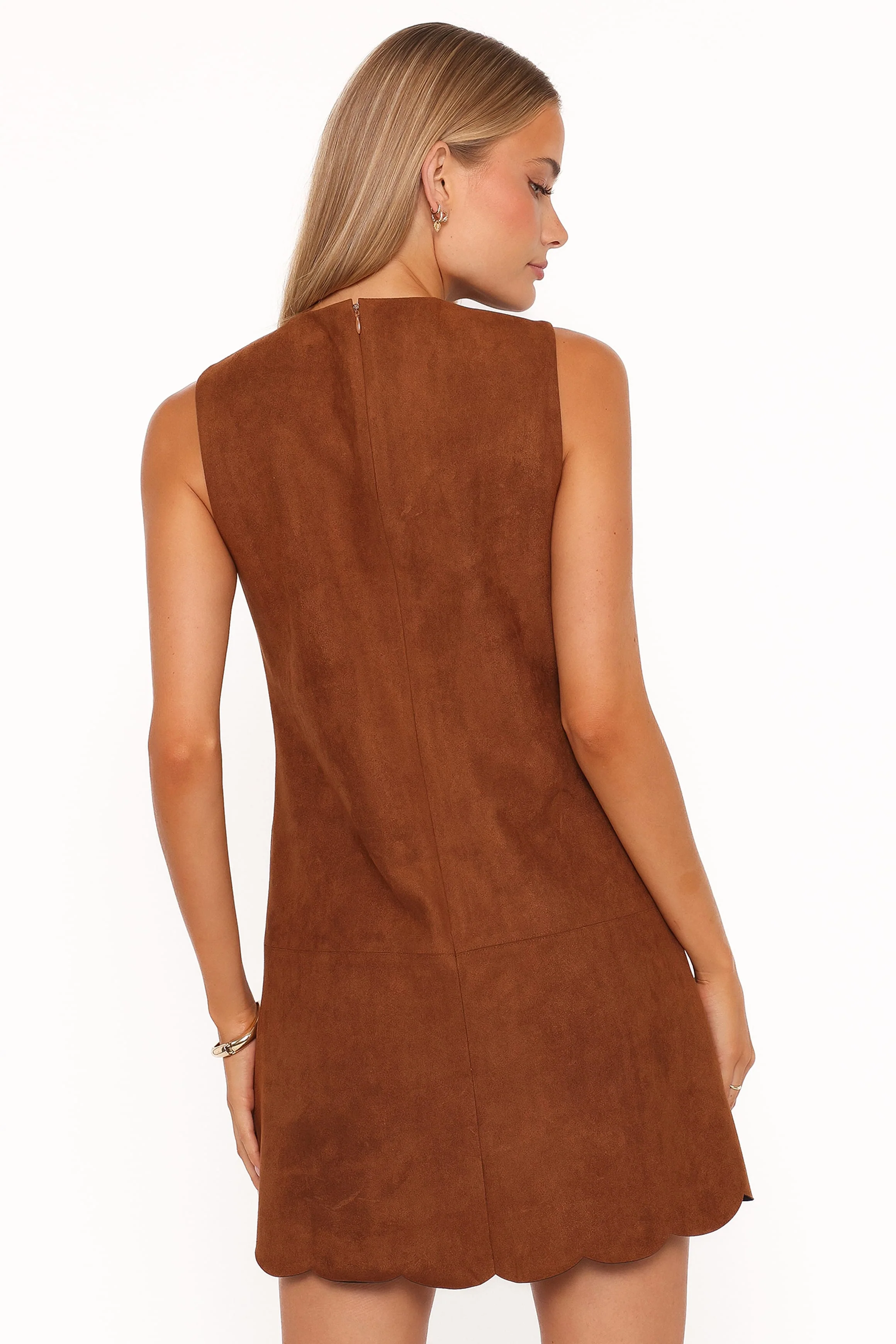 Jonty Scallop Hem Mini Dress - Copper Tan - Image 5