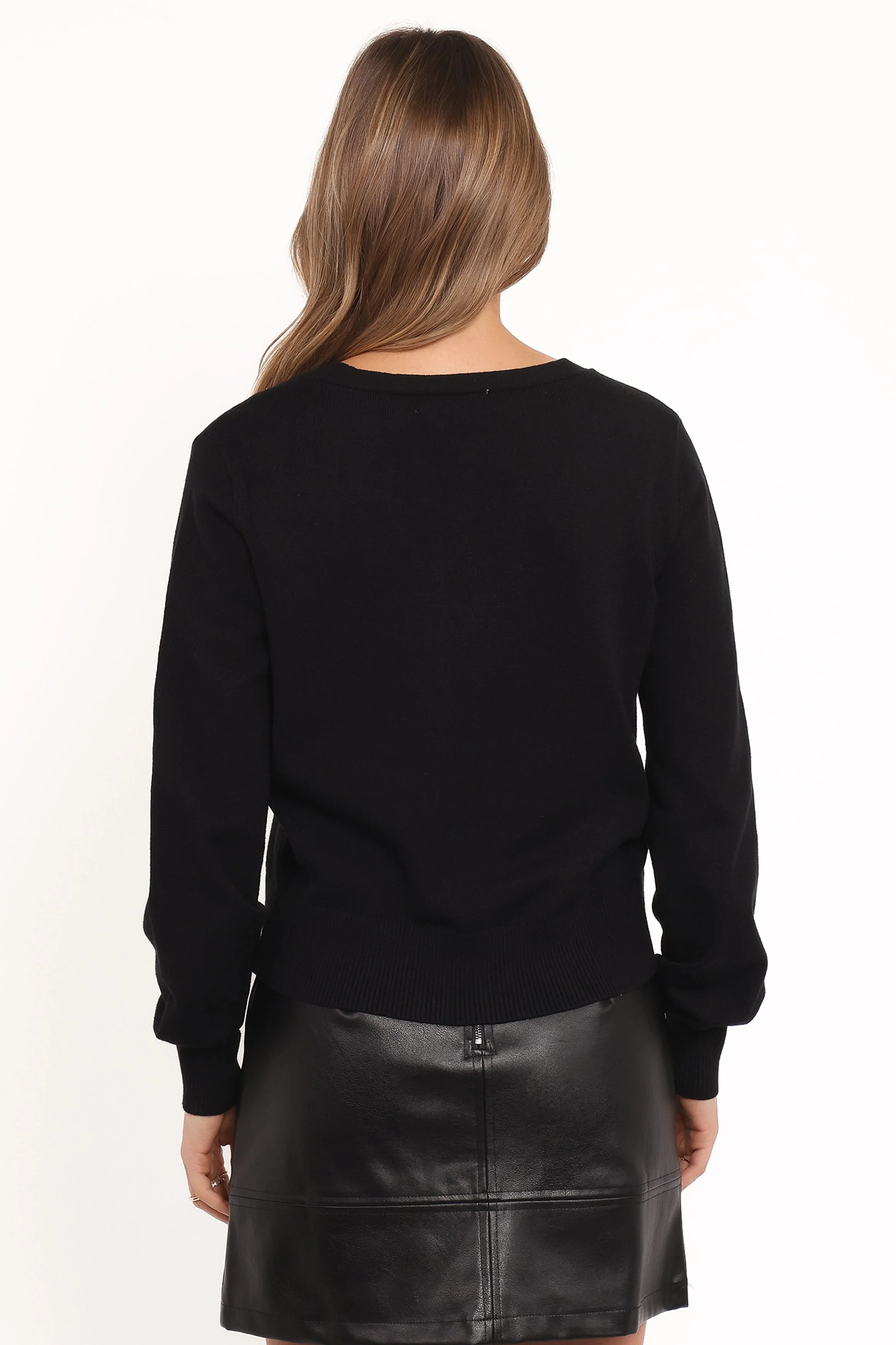 Josey Bow Button Cardigan - Black - Image 5