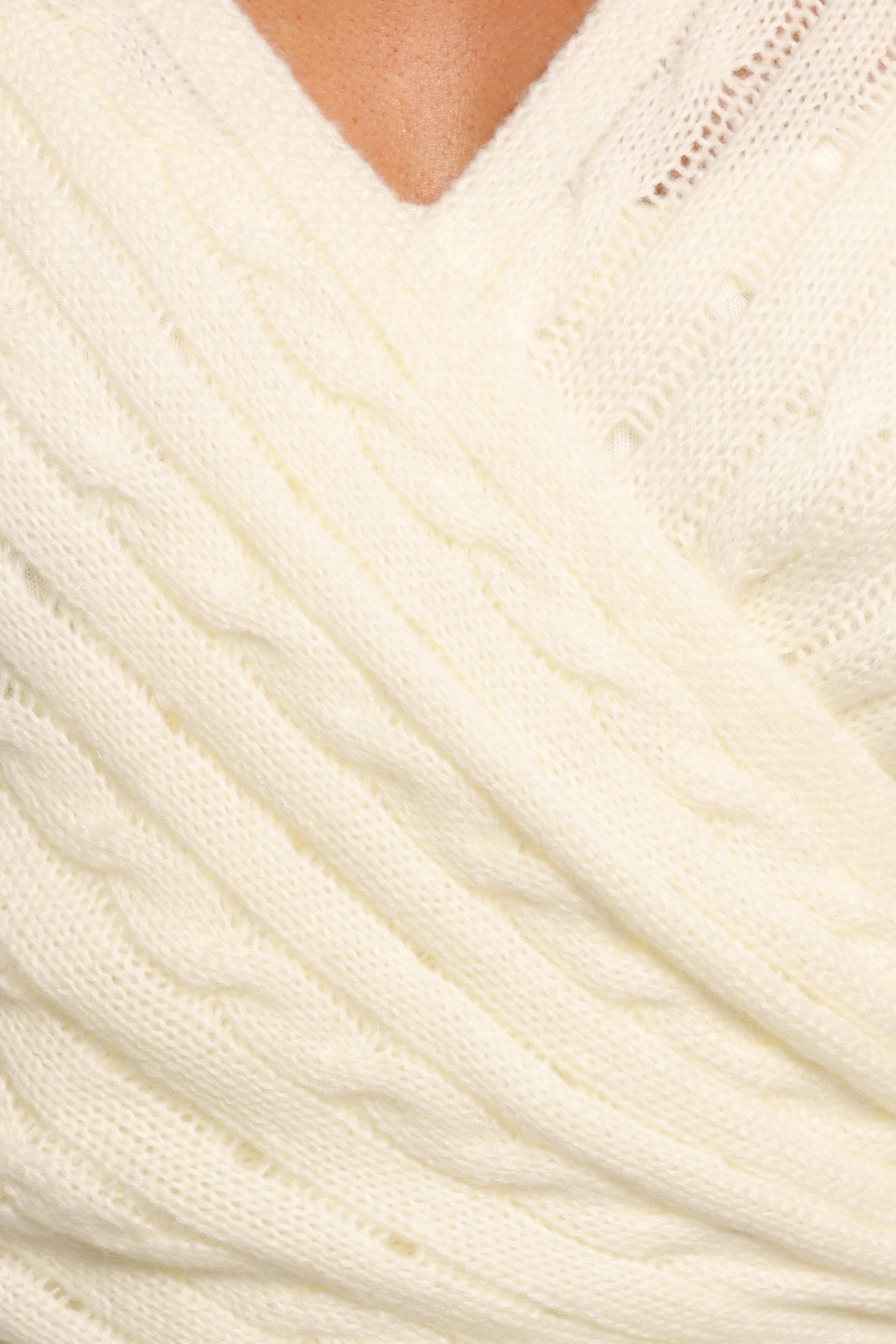Kaelie Wrap Front Knit Top - White - Image 8