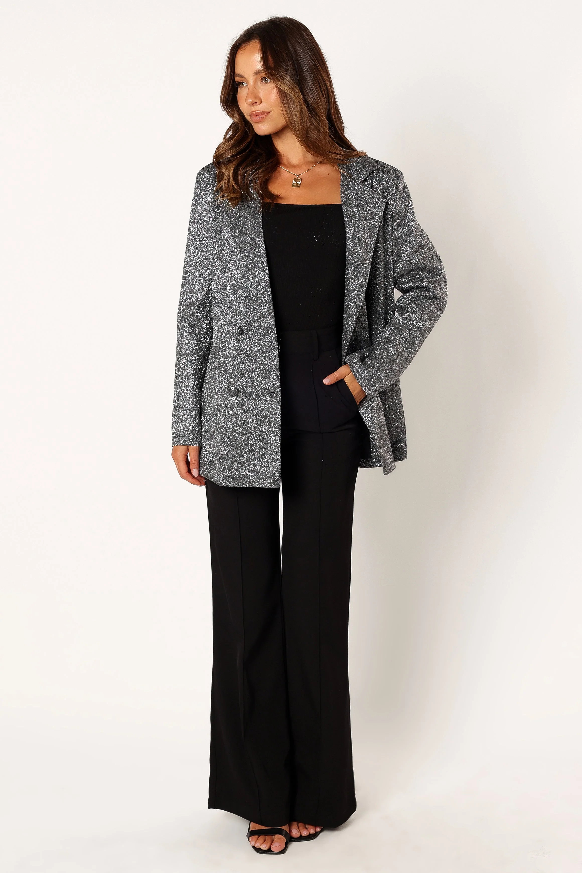 Kaliyah Shimmer Blazer - Black - Image 8