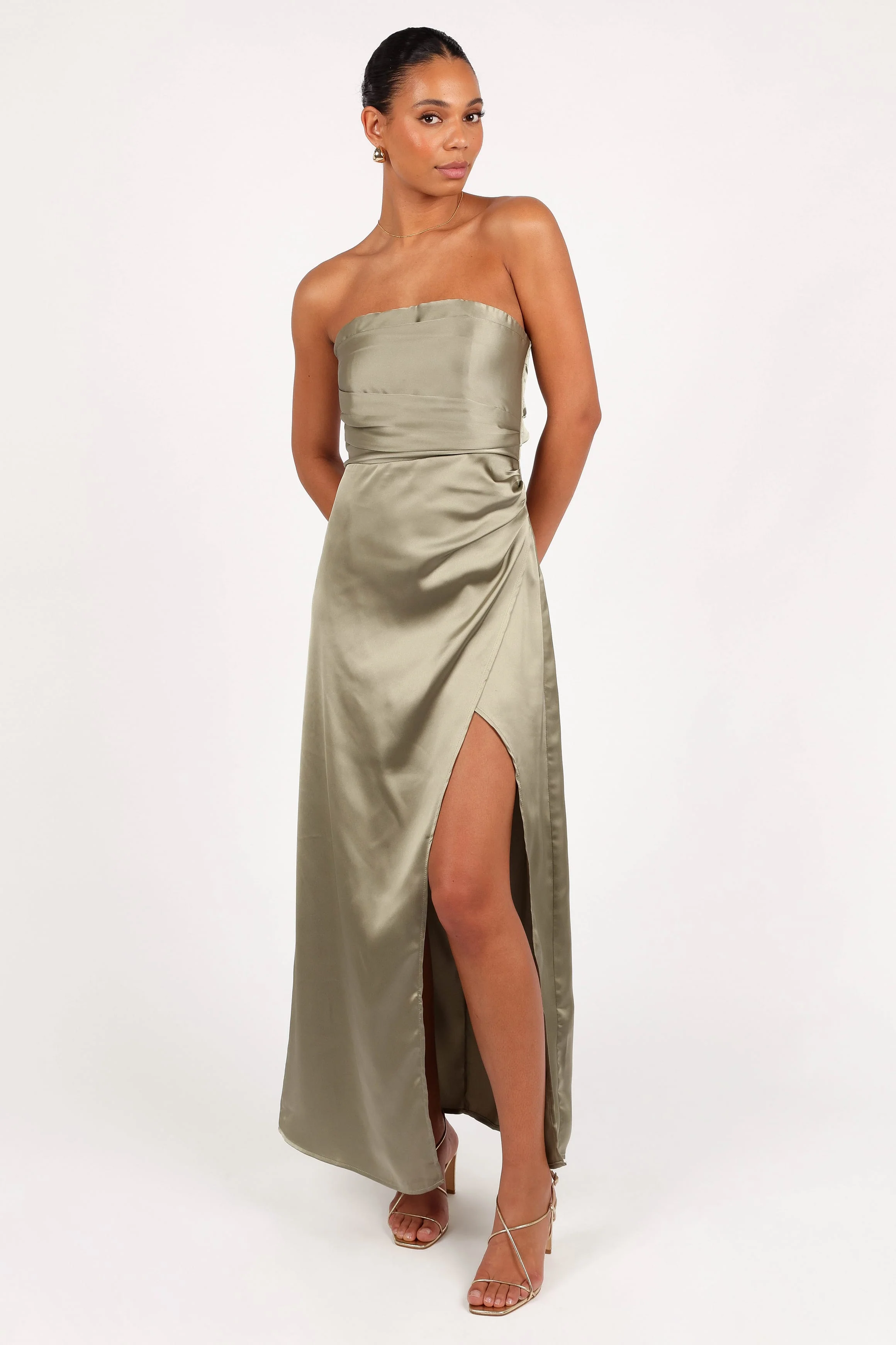 Kara Strapless Maxi Dress - Olive - Image 3