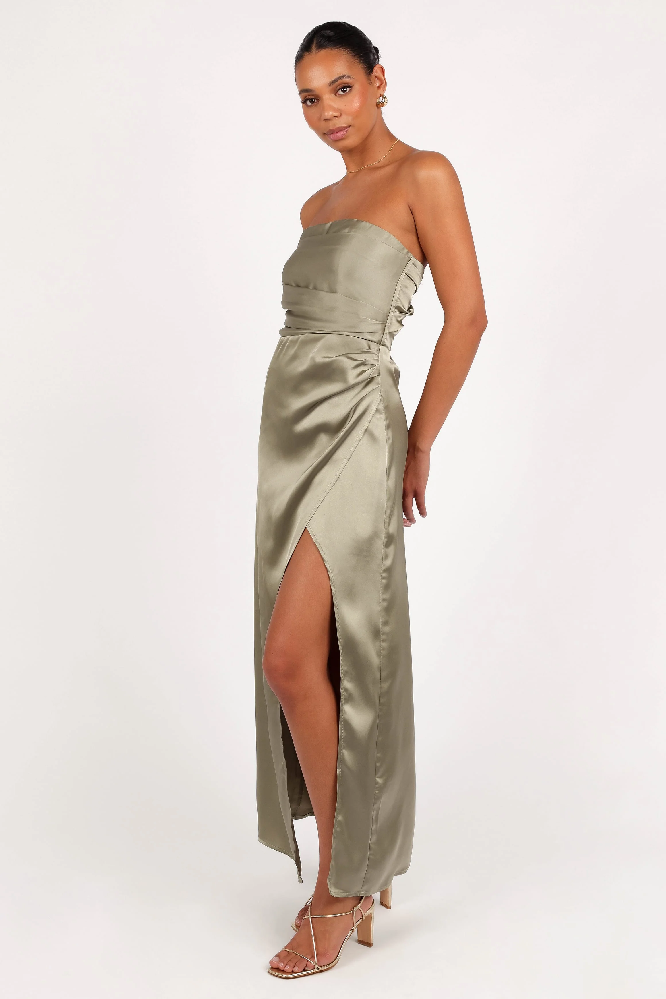 Kara Strapless Maxi Dress - Olive - Image 4