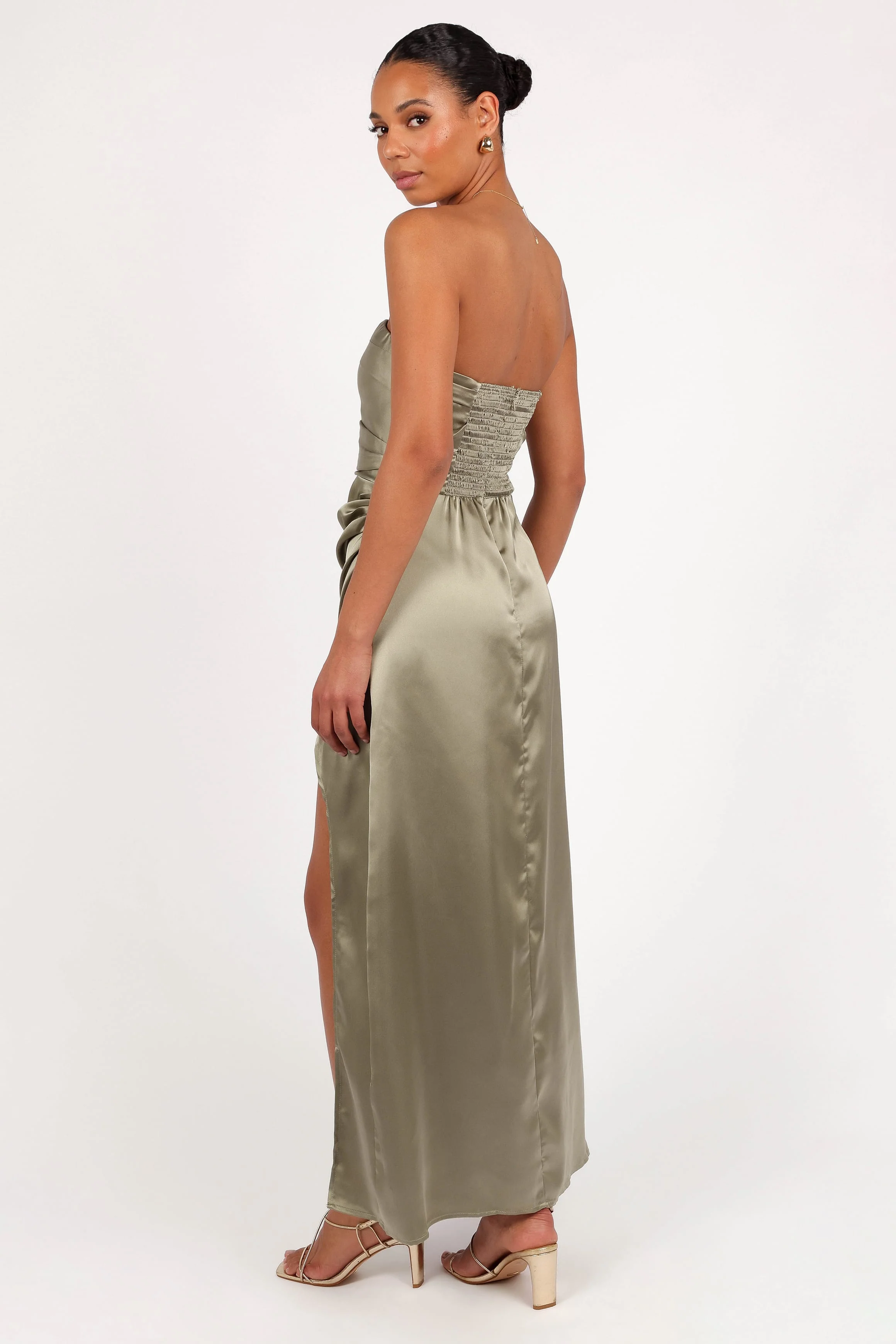 Kara Strapless Maxi Dress - Olive - Image 6