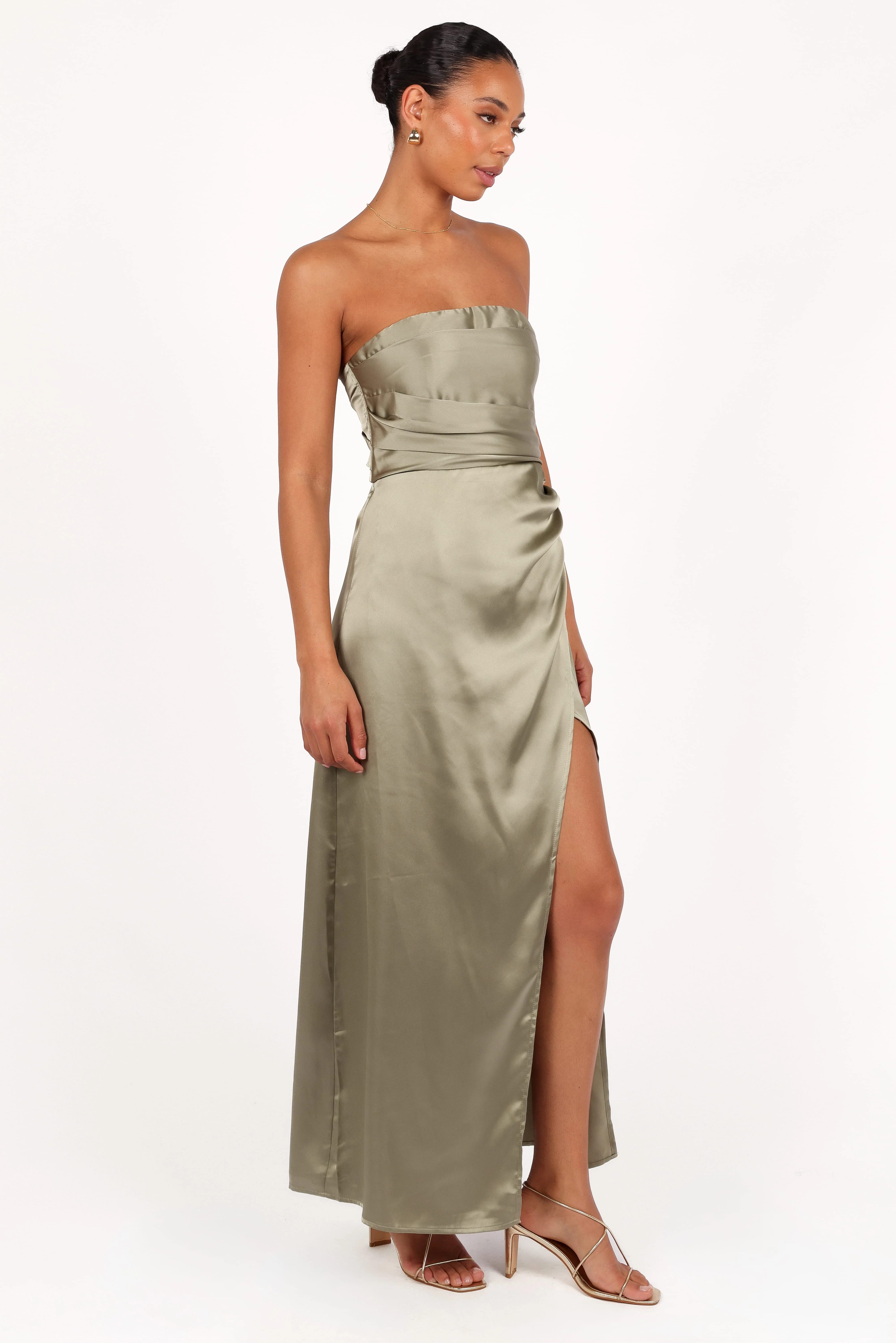 Kara Strapless Maxi Dress - Olive - Image 7