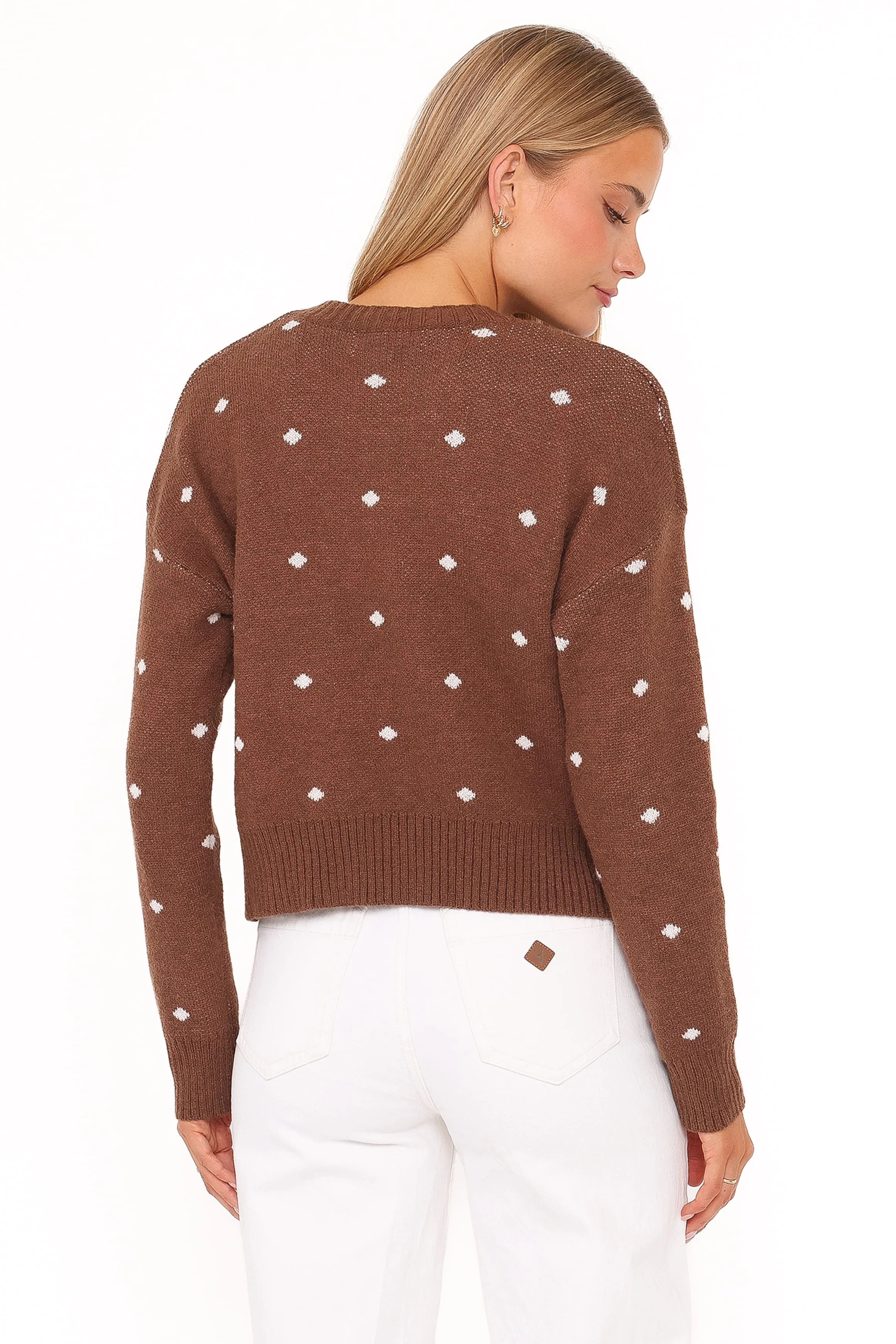 Karia Polka Dot Cardigan - Brown - Image 5