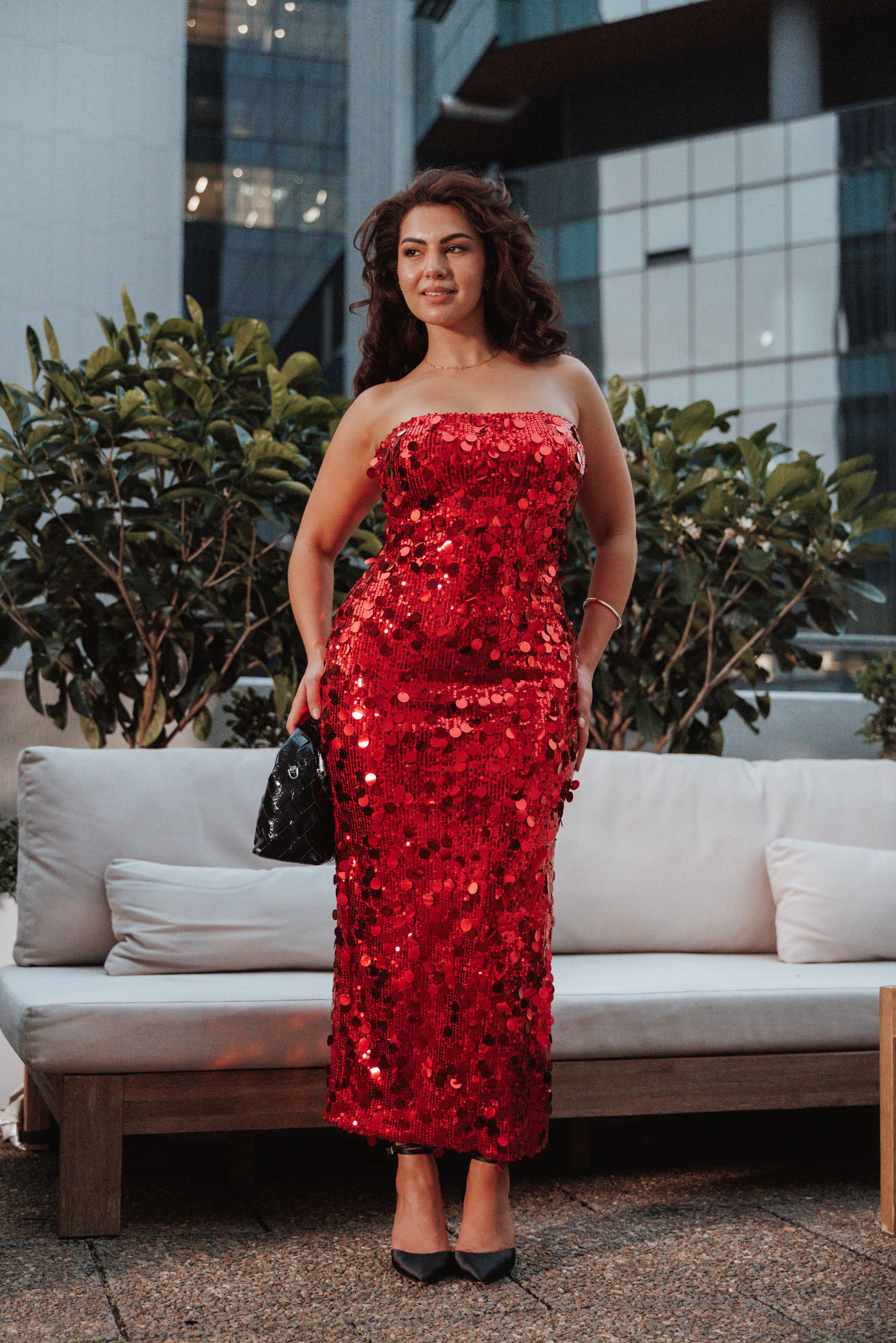 Karlie Strapless Sequin Maxi Dress - Red - Image 7