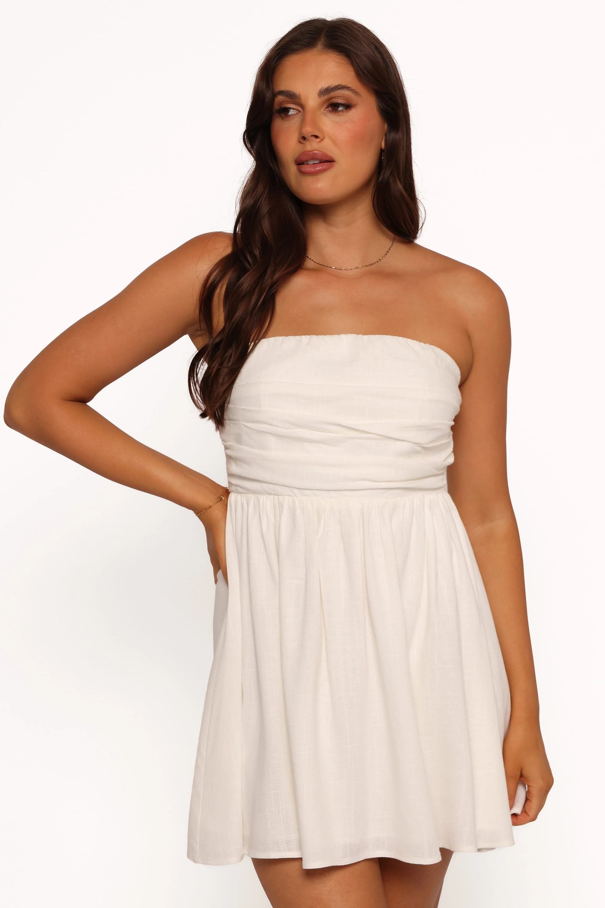 Katy Strapless Mini Dress - White - Image 3