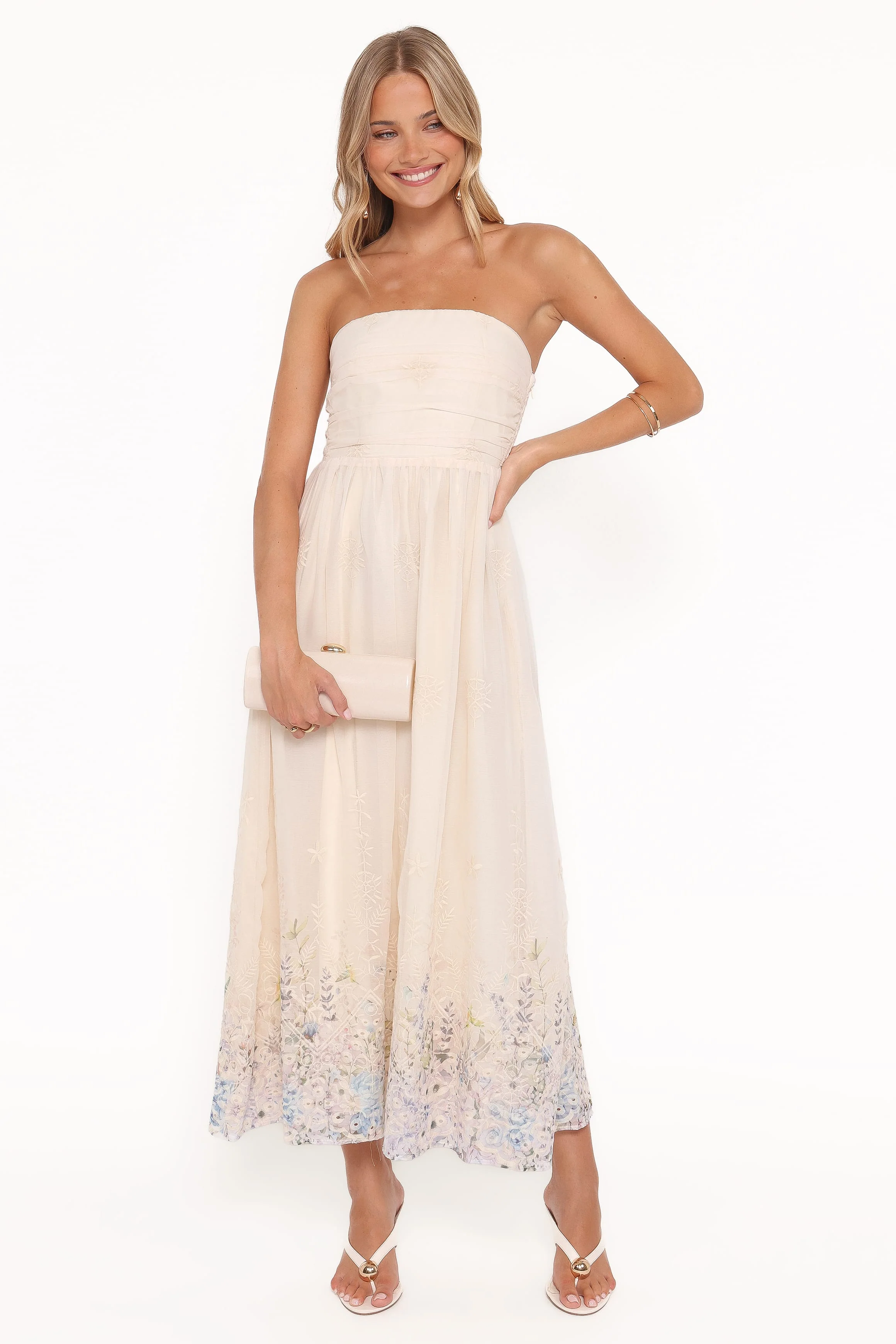 Kayt Strapless Dress - Embroidered Floral - Image 6