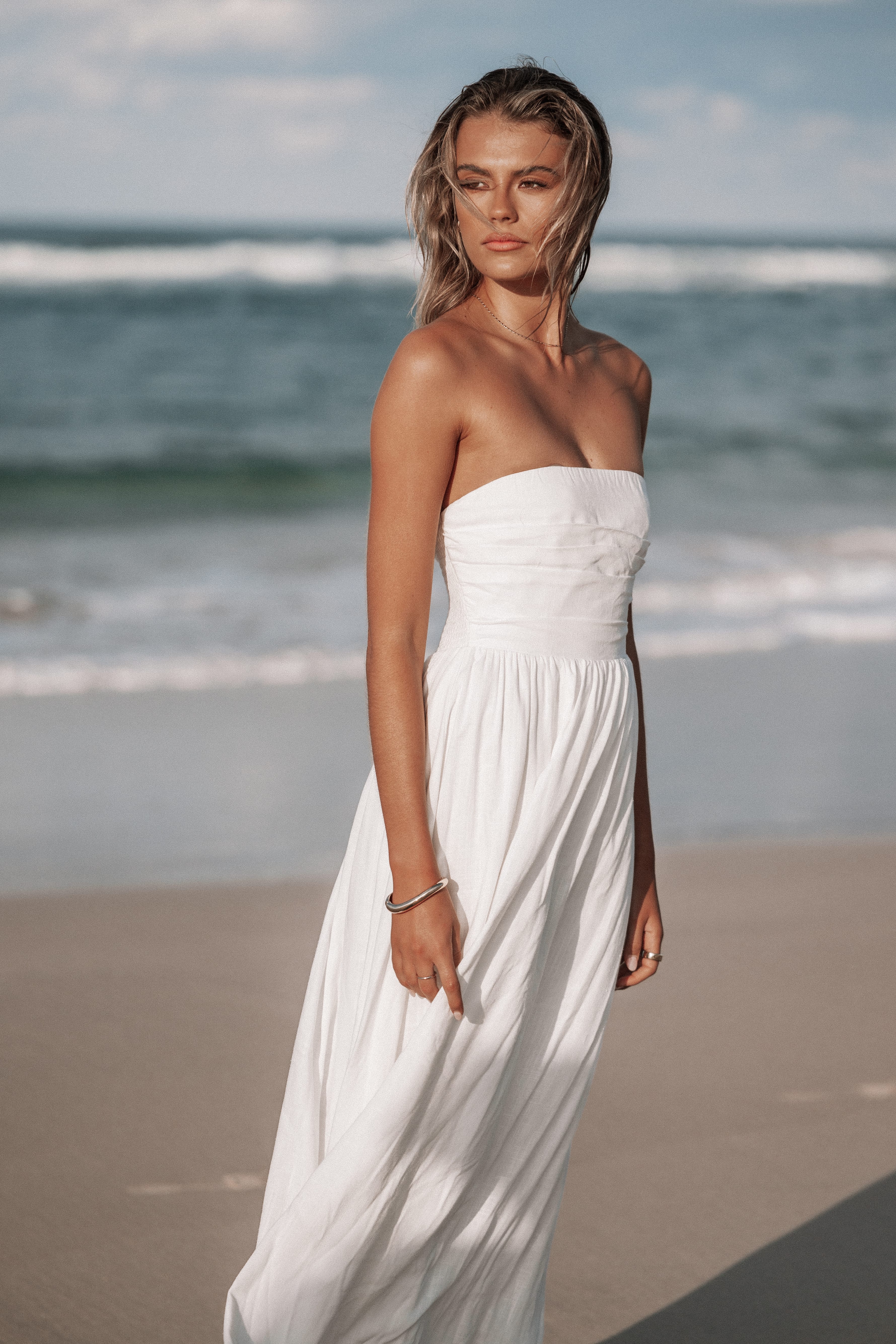 Kayt Strapless Dress - White - Image 2