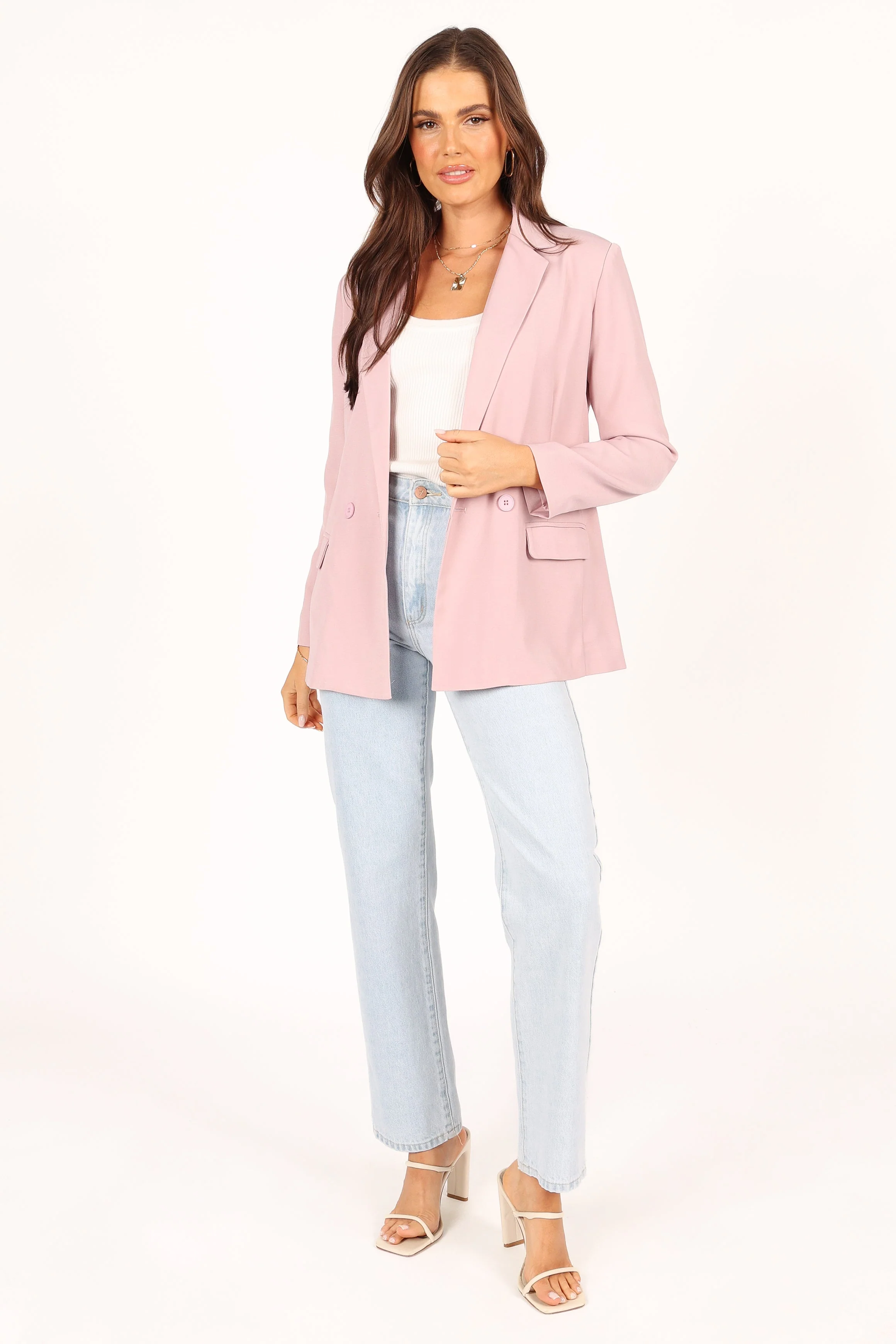 Keeley Button Front Blazer - Blush - Image 2