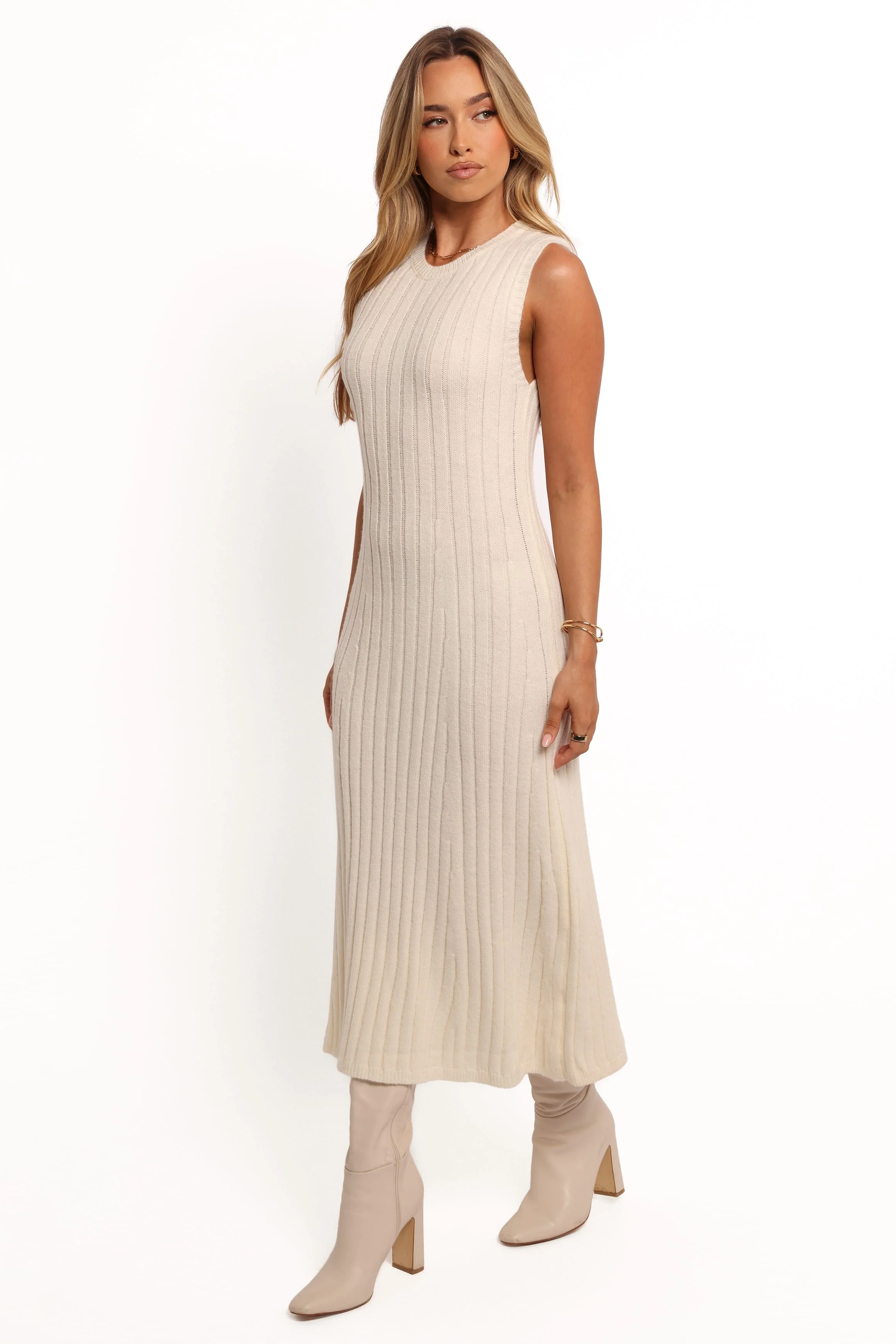 Kellie Knit Midi Dress - White - Image 3