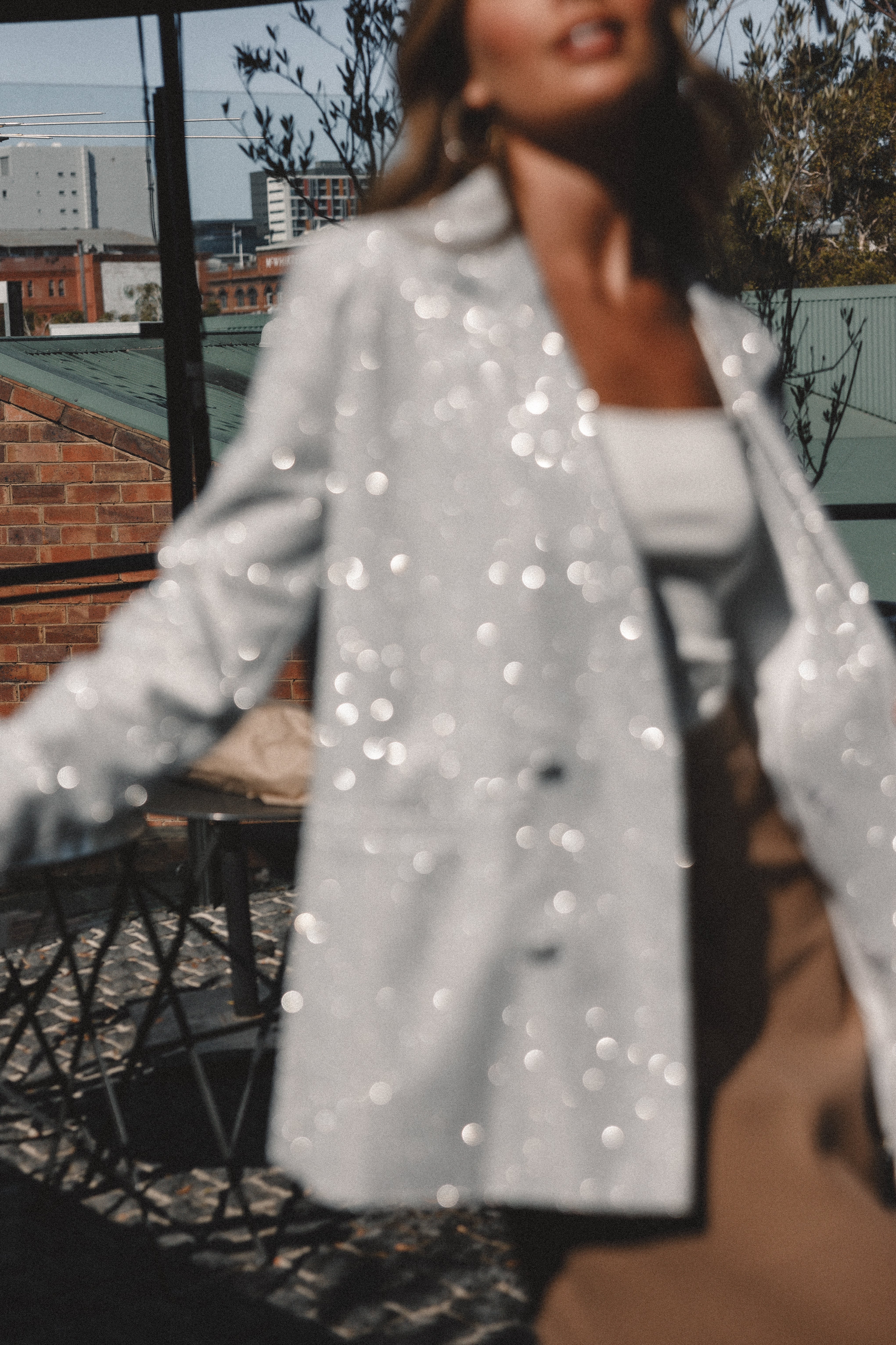Kensley Shimmer Double Button Blazer - Silver - Image 2