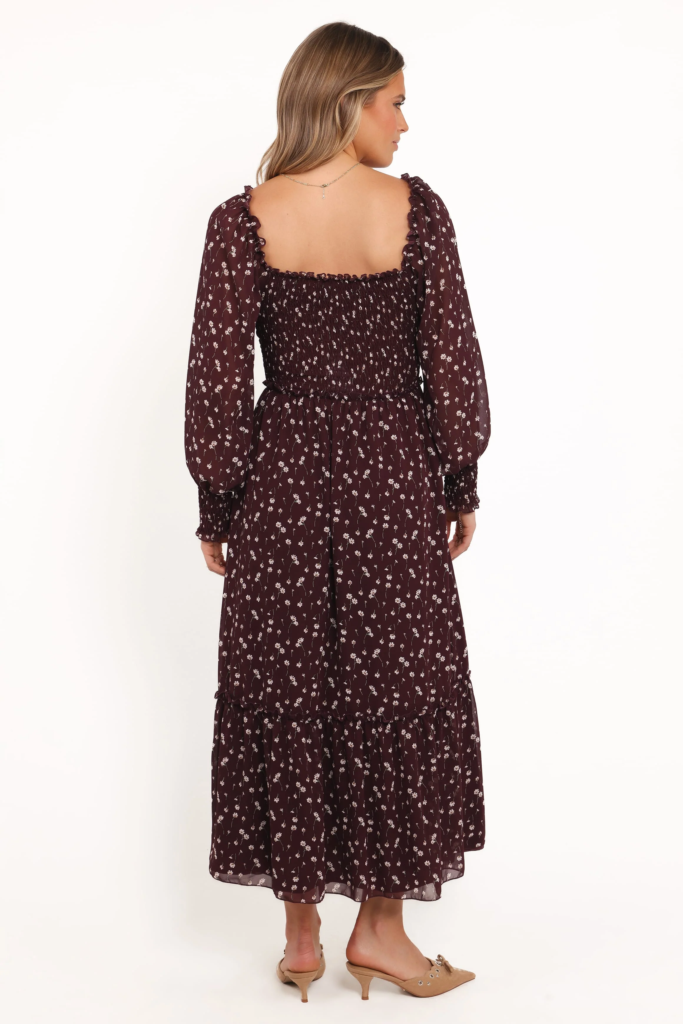 Keziah Long Sleeve Maxi Dress - Burgundy Floral - Image 5