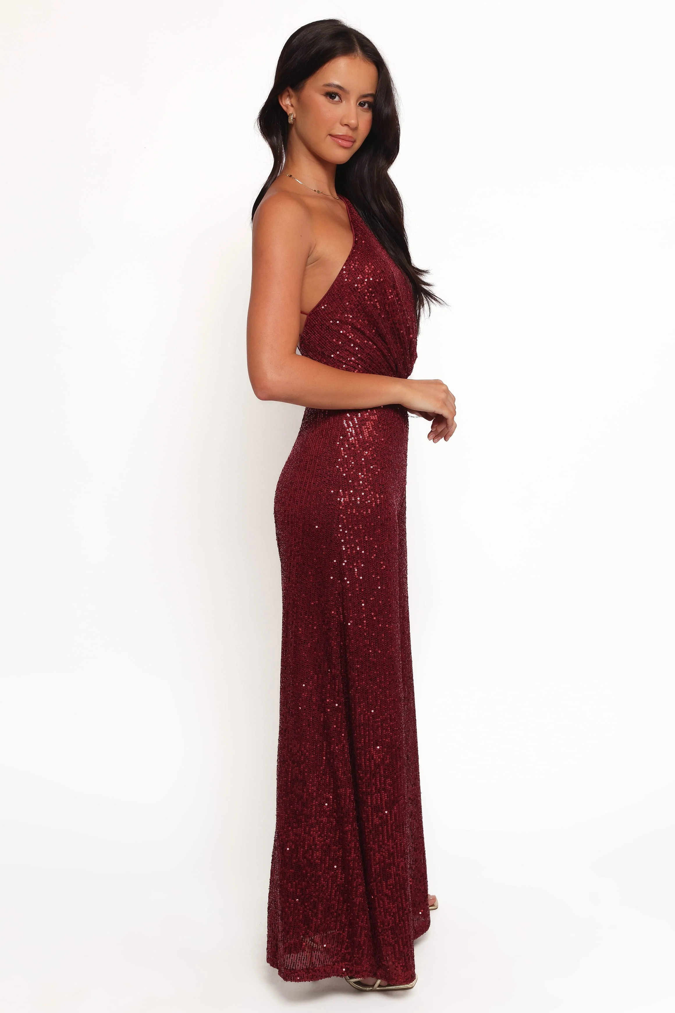 Khianna Sequin One Shoulder Jumpsuit - Red - Image 7