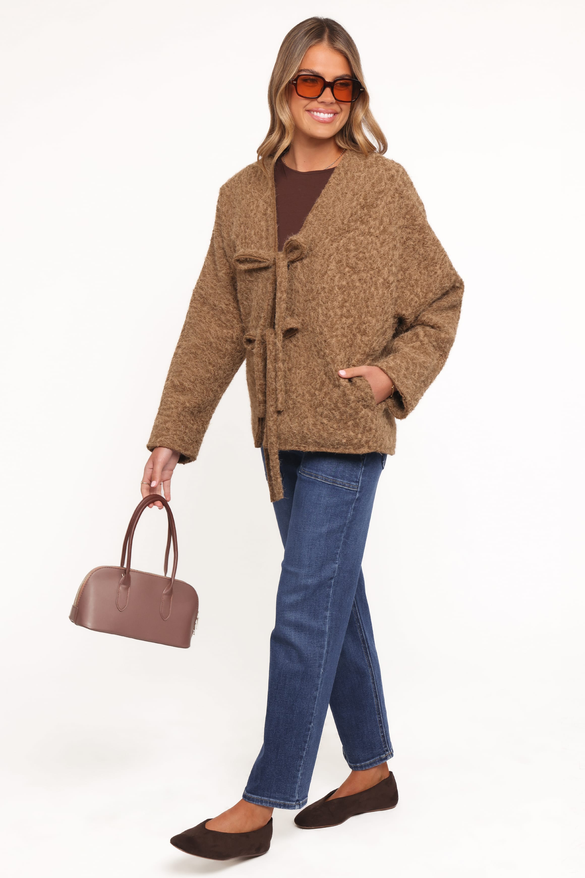 Kimmy Bow Oversized Cardigan - Moss - Image 3
