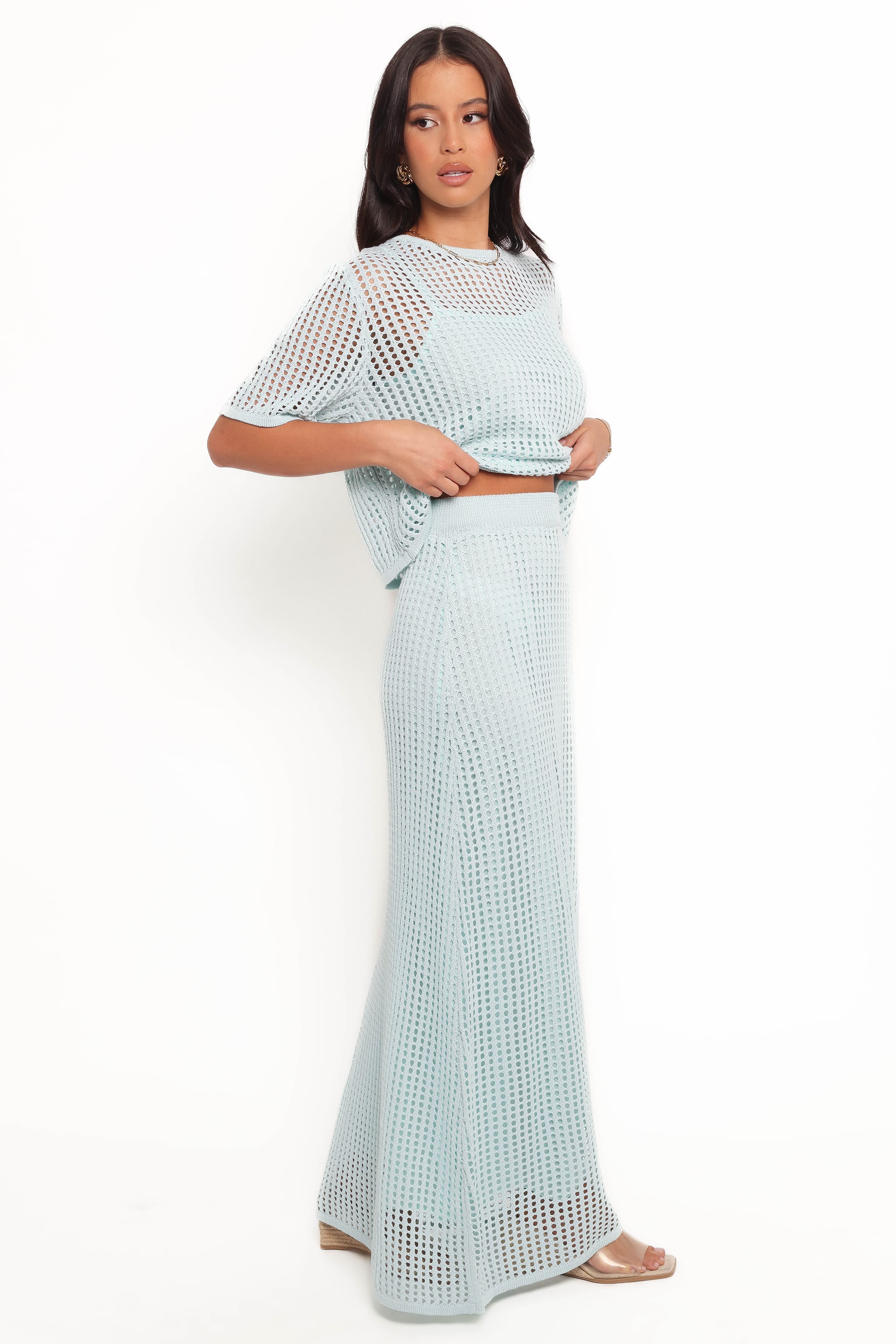 @Kinnie Knit Skirt Set - Light Blue - Image 6
