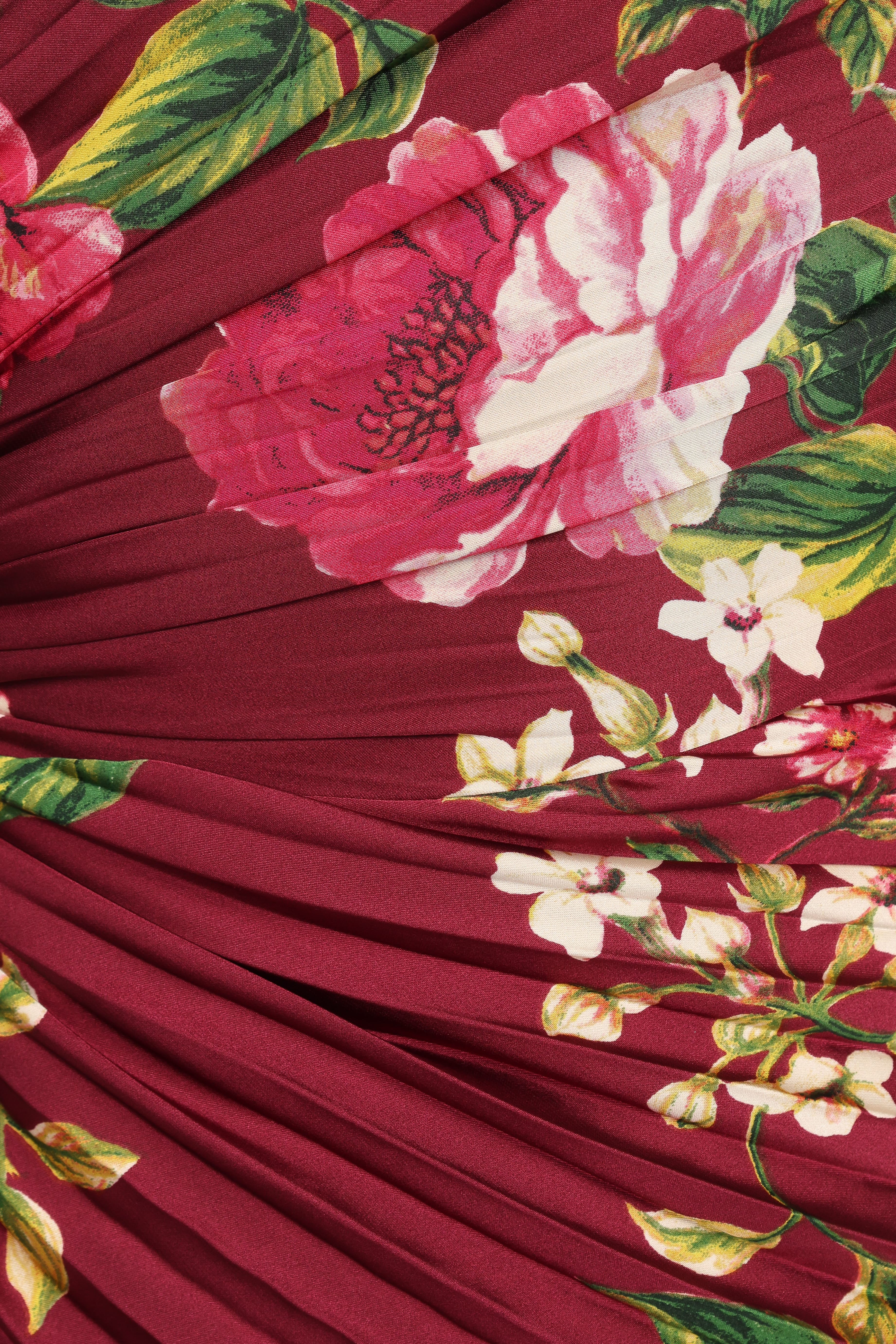 Kleo One Shoulder Maxi Dress - Burgundy Floral - Image 7