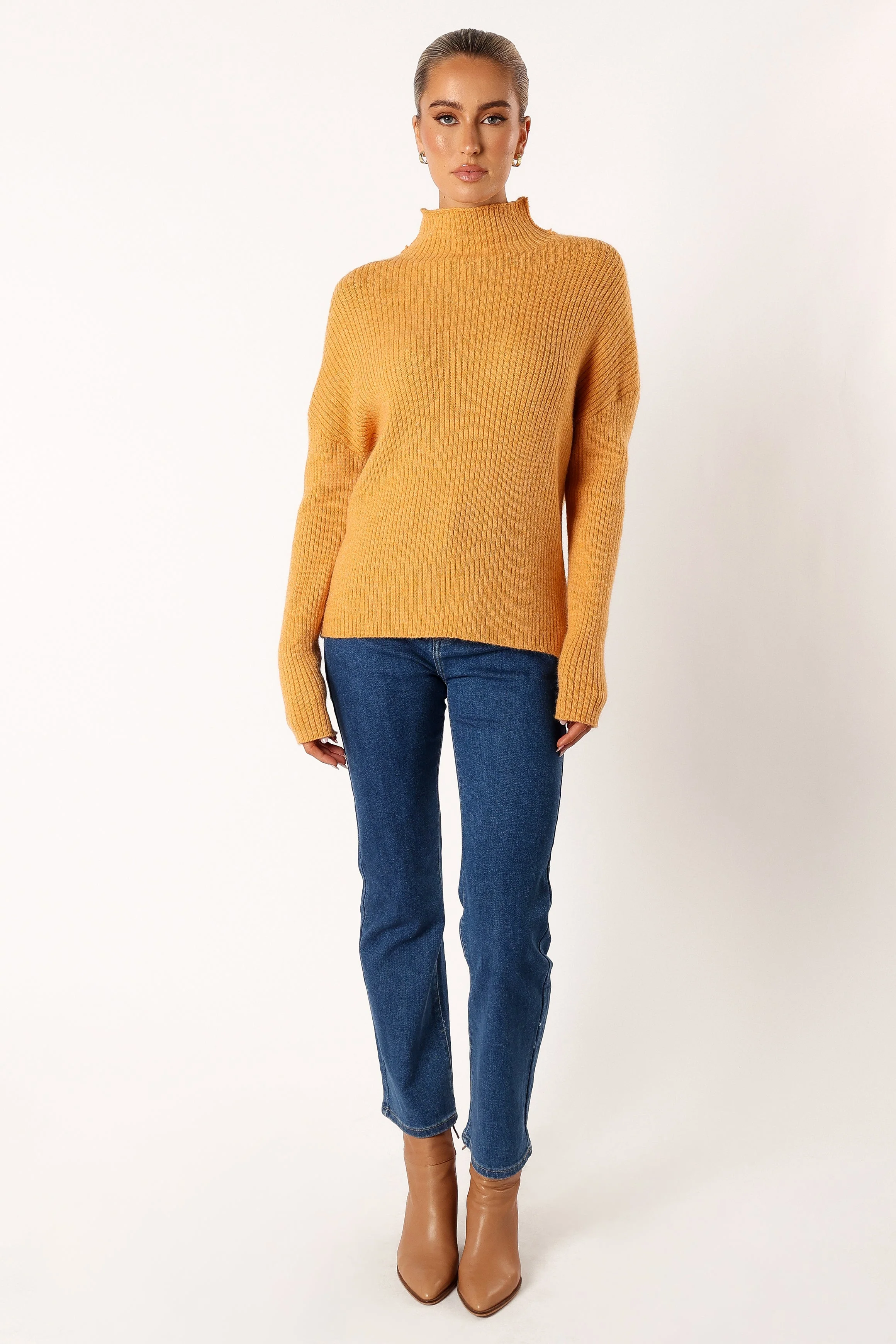 Kora Mock Neck Knit Sweater - Camel - Image 10