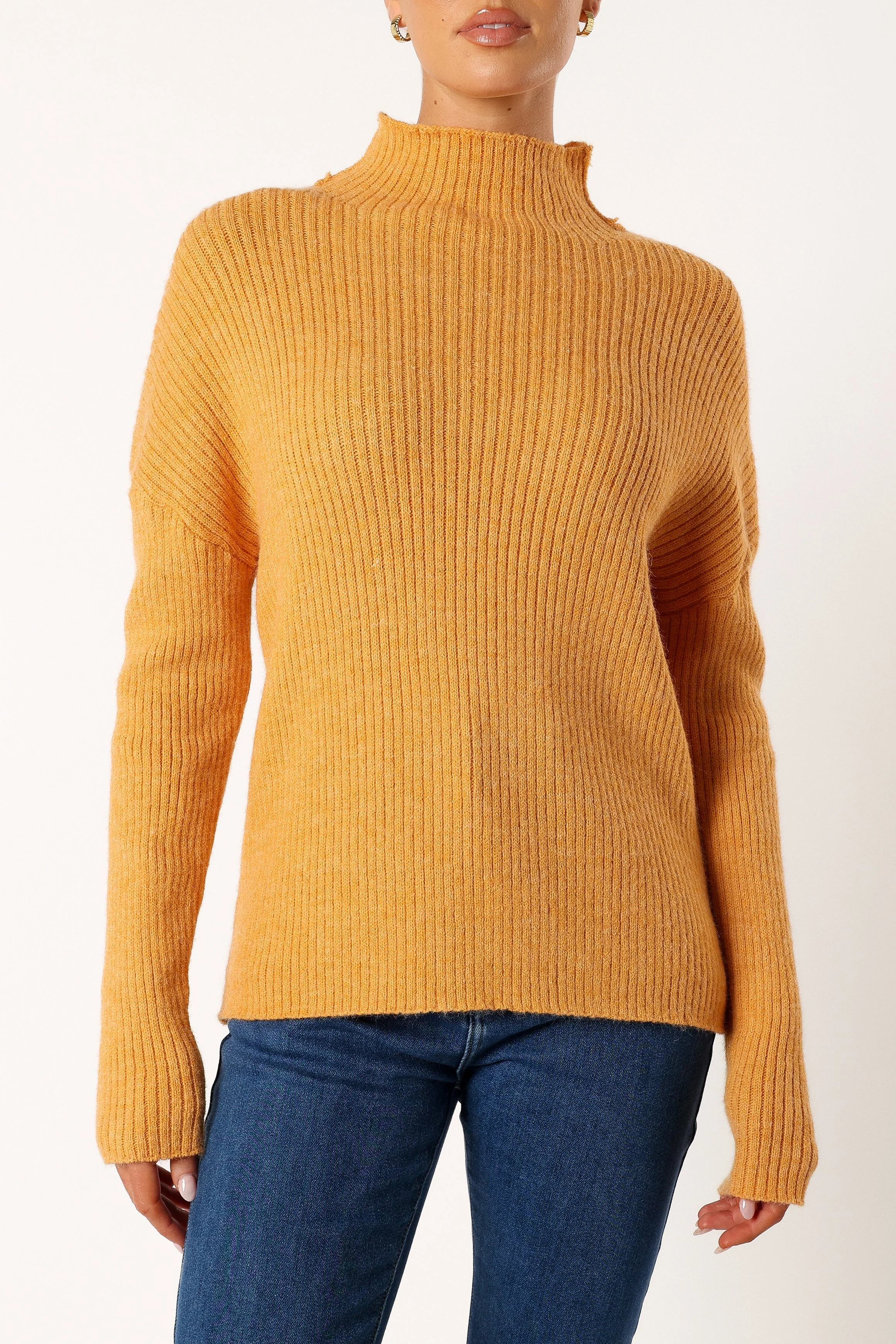 Kora Mock Neck Knit Sweater - Camel - Image 11