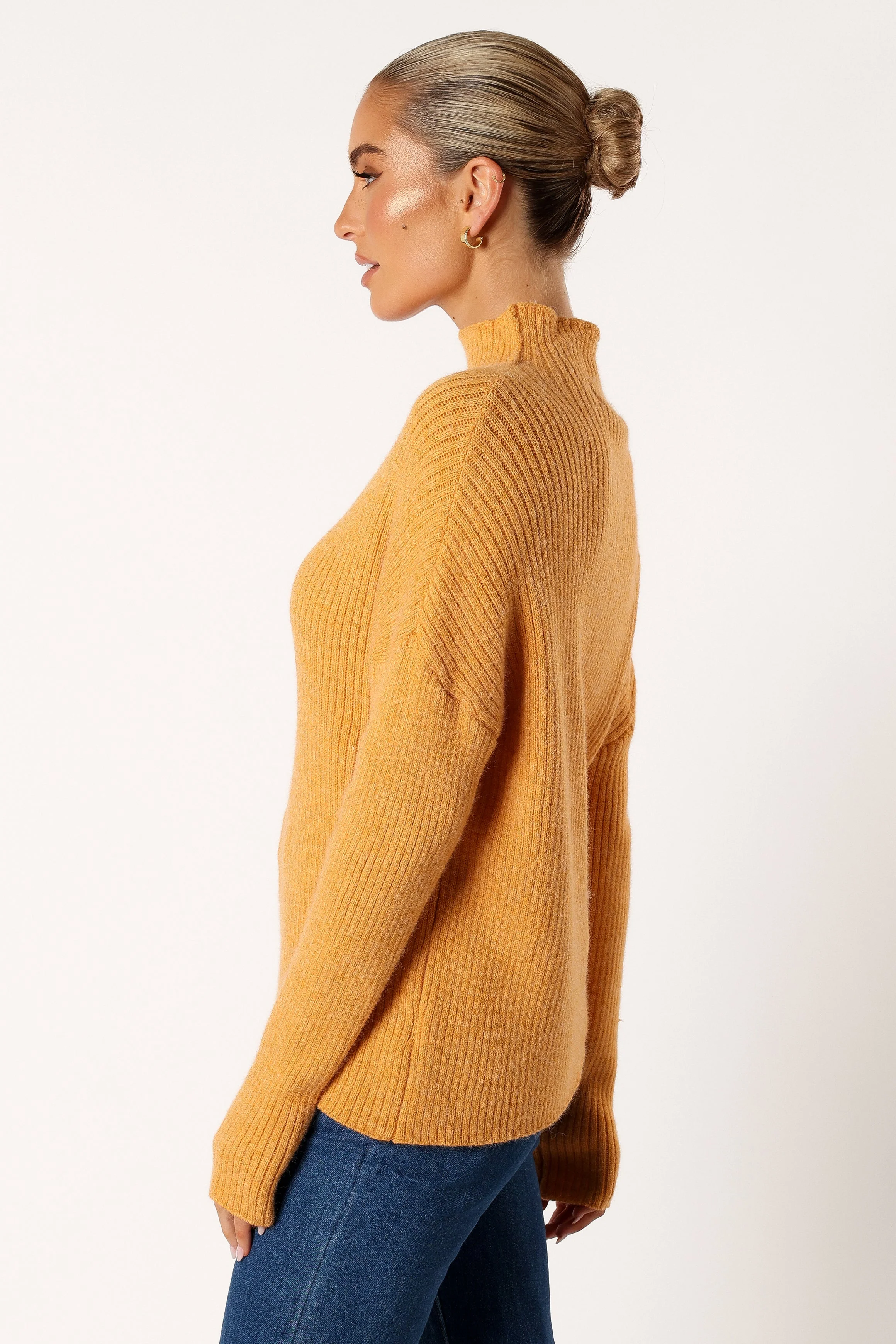 Kora Mock Neck Knit Sweater - Camel - Image 5