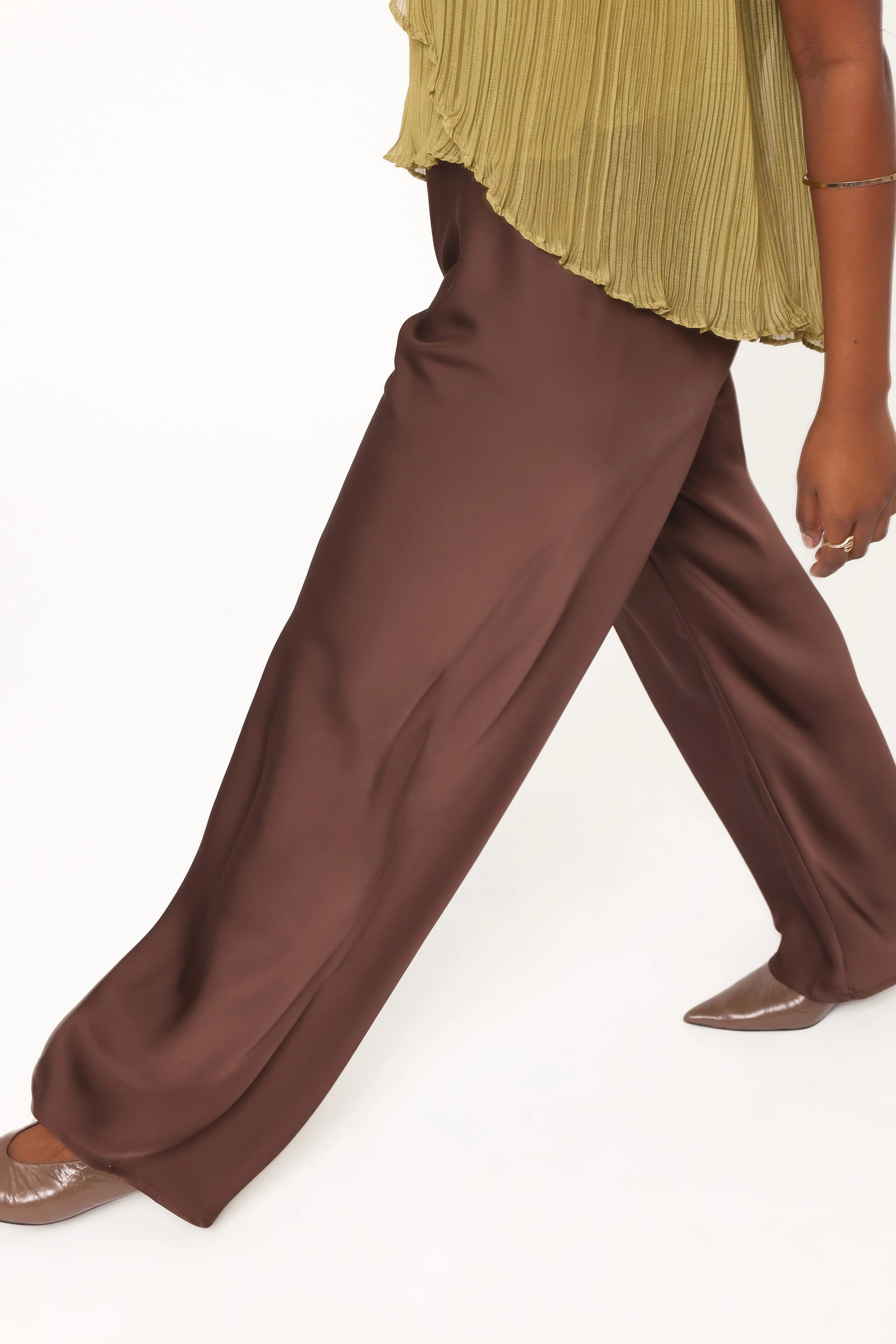 Lainey Satin Pants - Chocolate Brown - Image 6