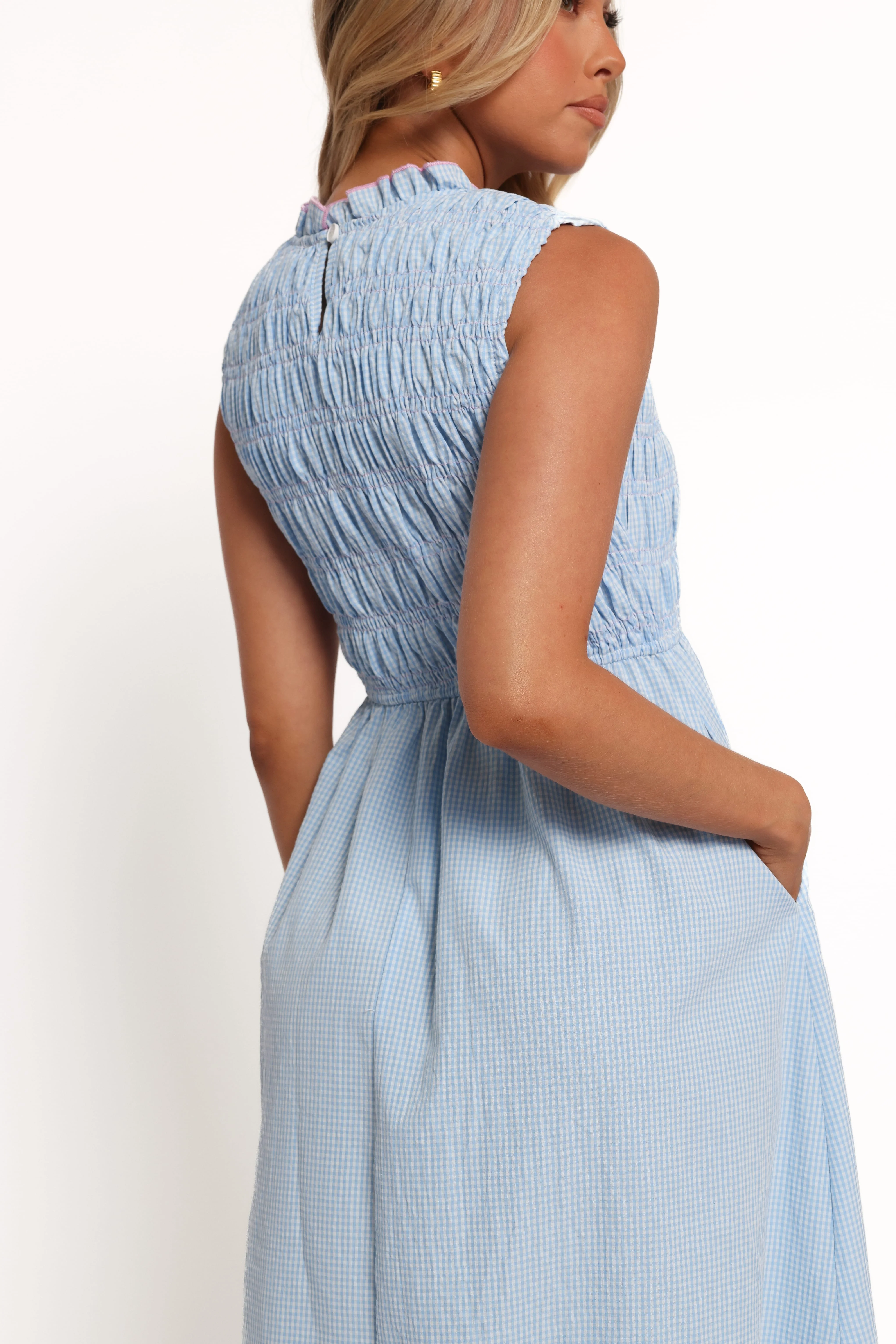 Lanna Maxi Dress - Blue Gingham - Image 7