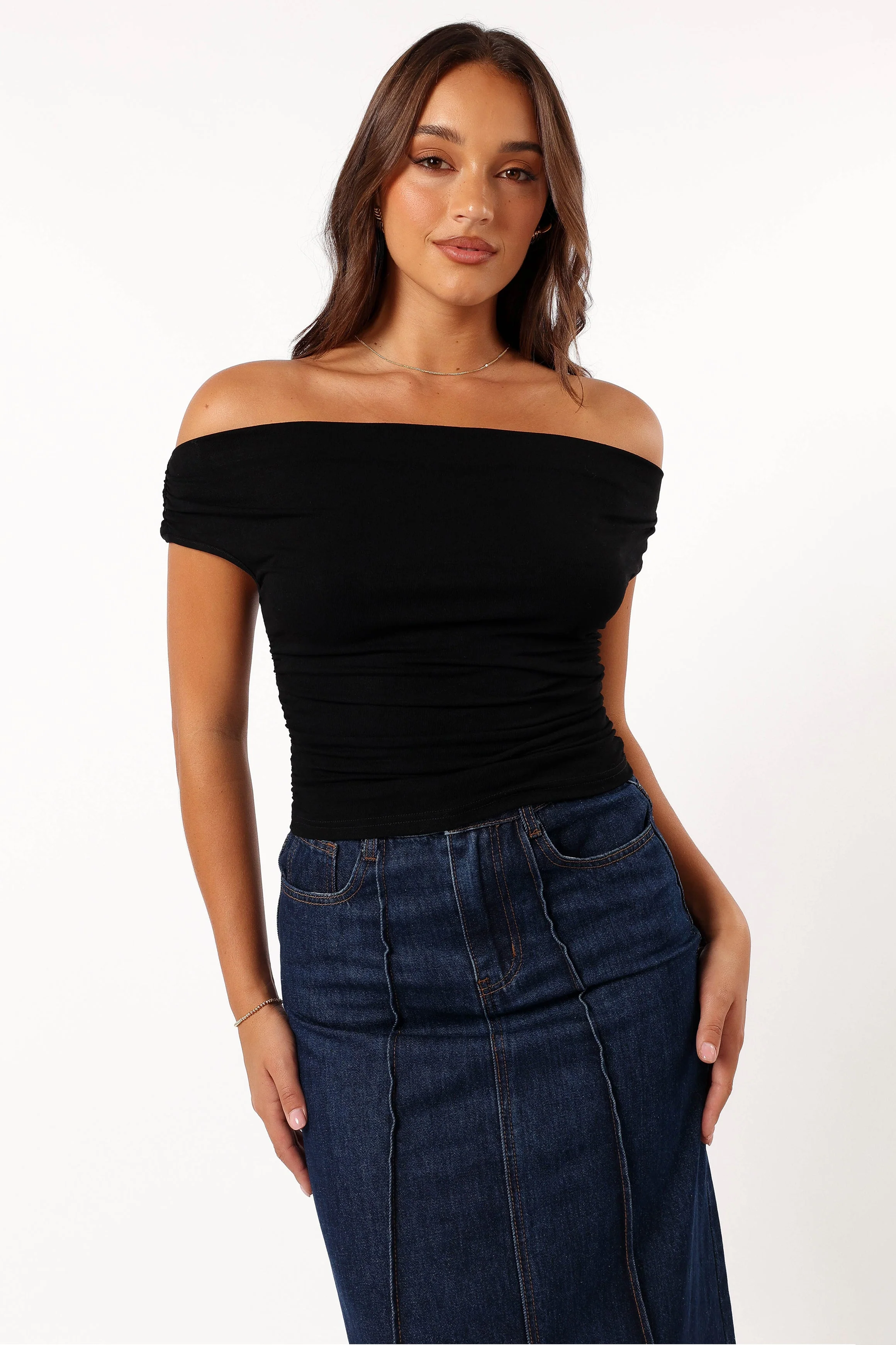 Lanna Off Shoulder Top - Black - Image 4