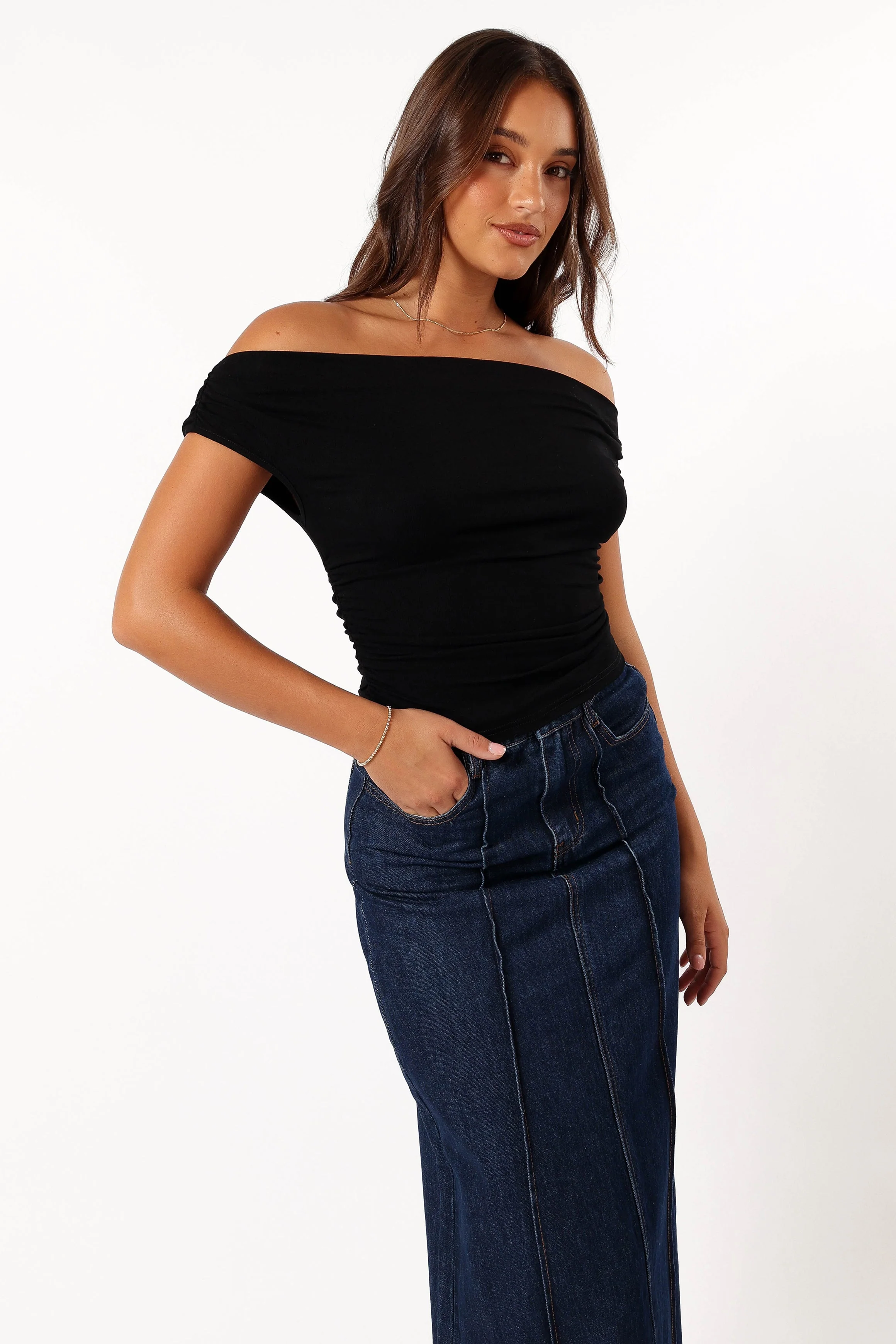 Lanna Off Shoulder Top - Black - Image 8