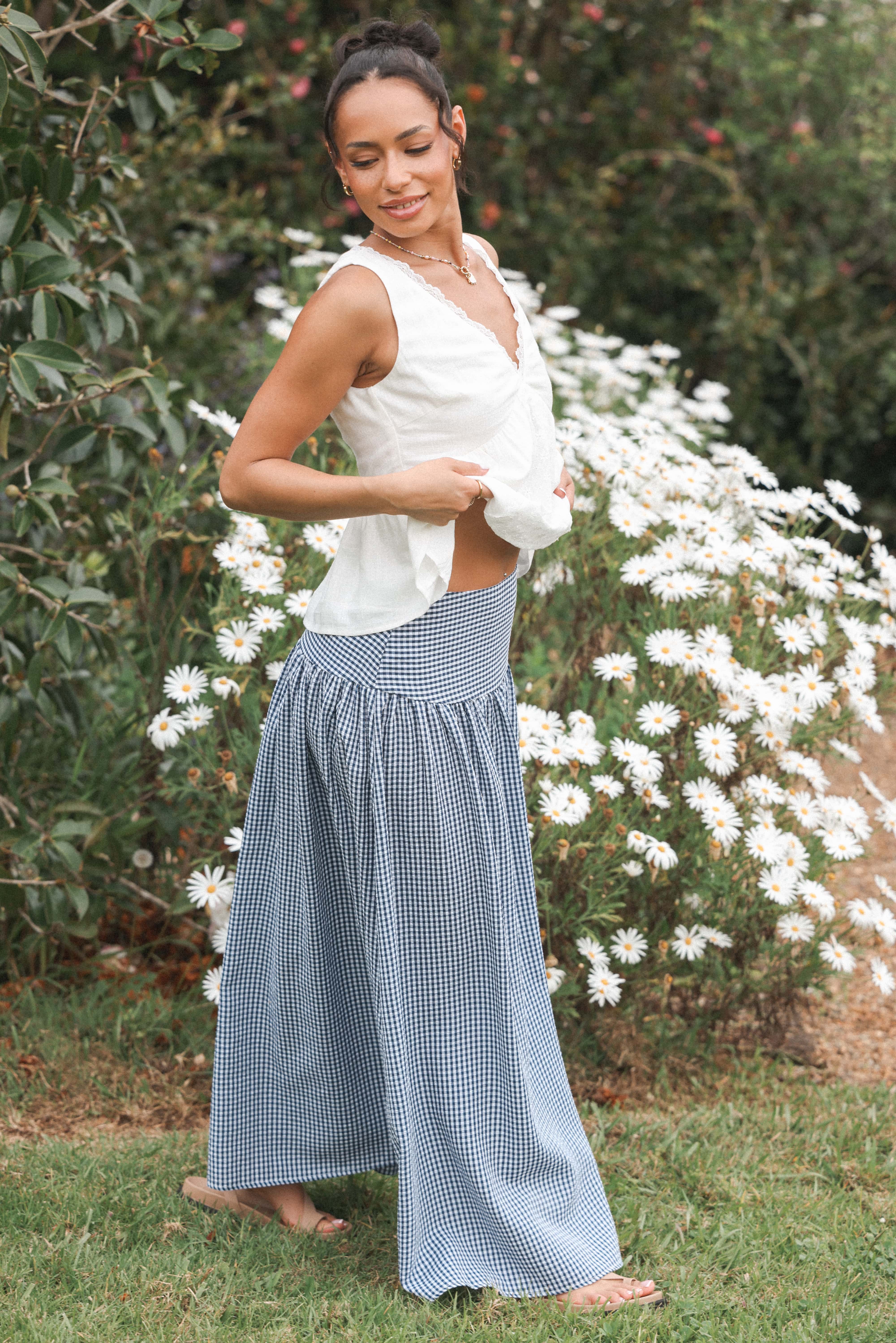 Laurita Maxi Skirt - Navy Gingham - Image 2
