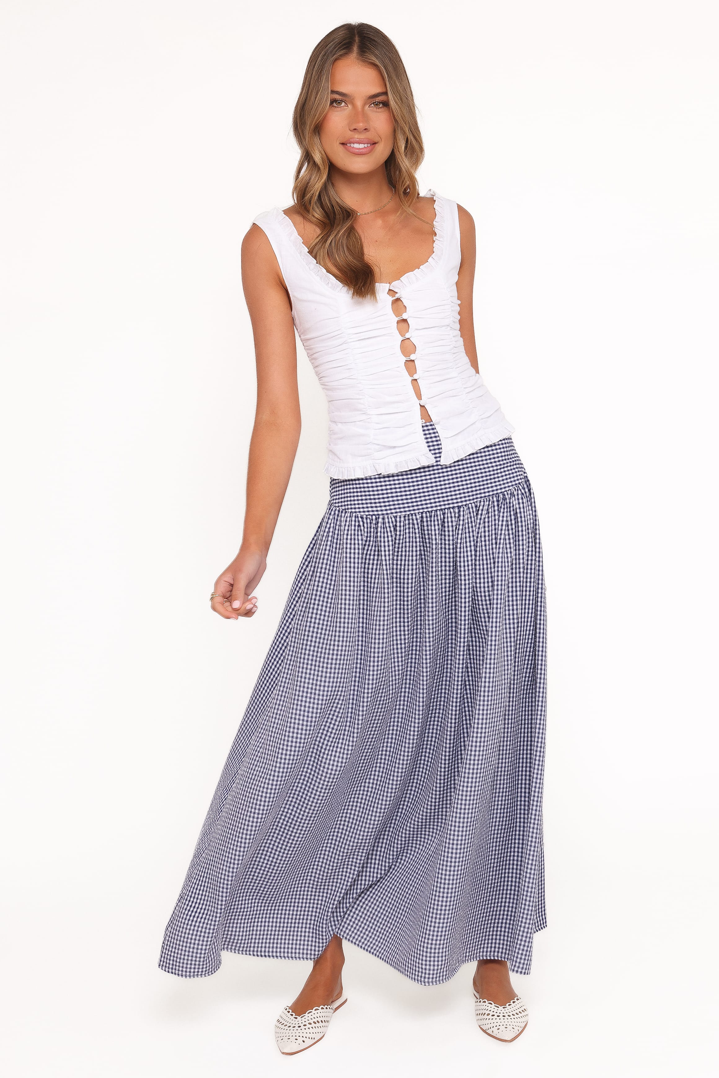 Laurita Maxi Skirt - Navy Gingham - Image 6