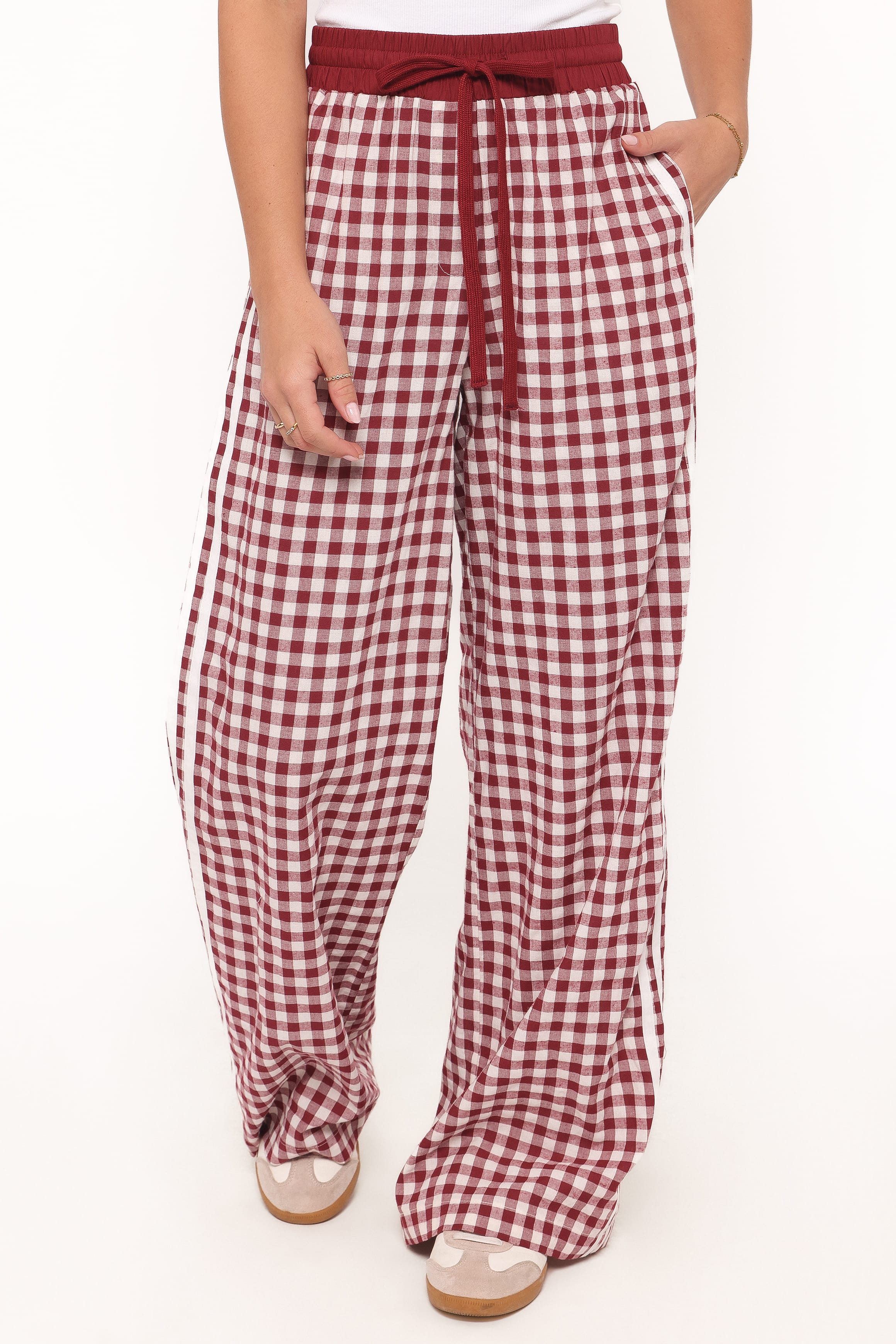 Lawson Track Pants - Burgundy Gingham - Image 3