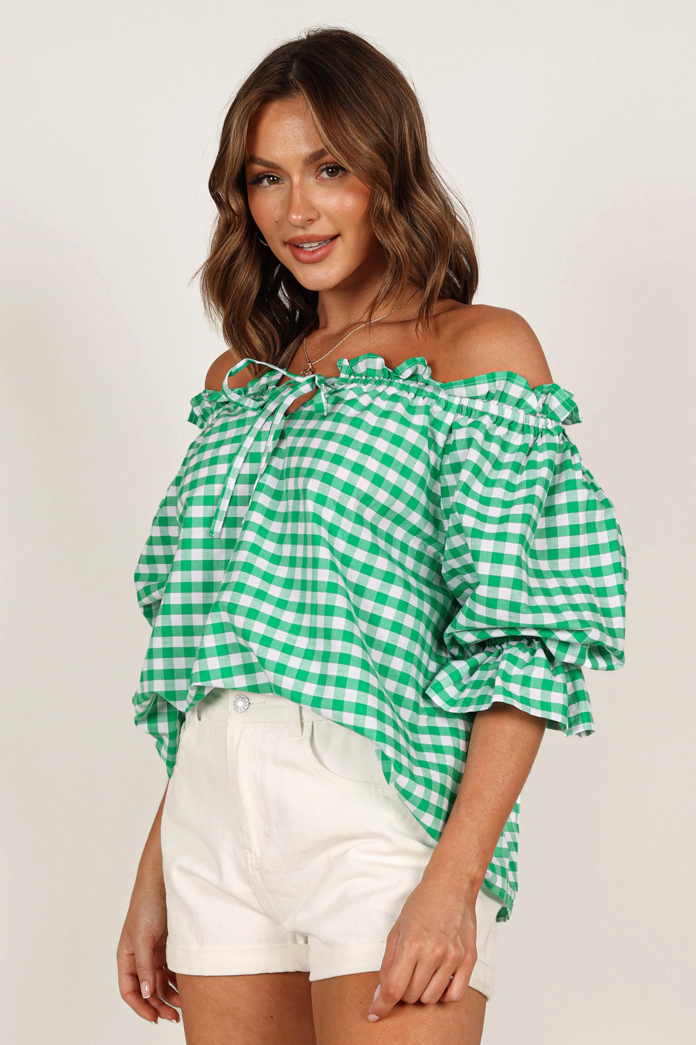 Leesa Off Shoulder Top - Green - Image 4