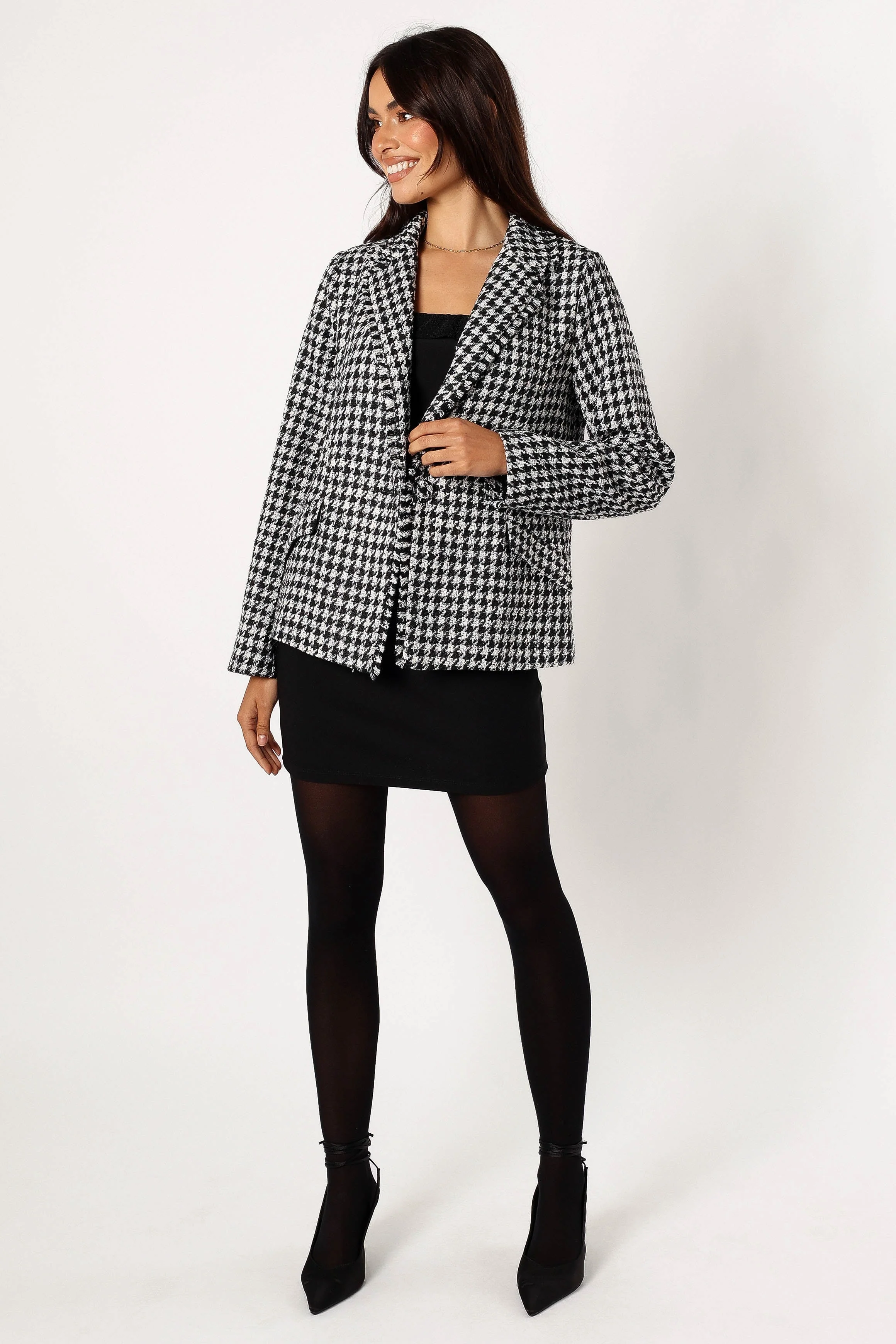 Leighton Houndstooth Blazer - Cream - Image 6