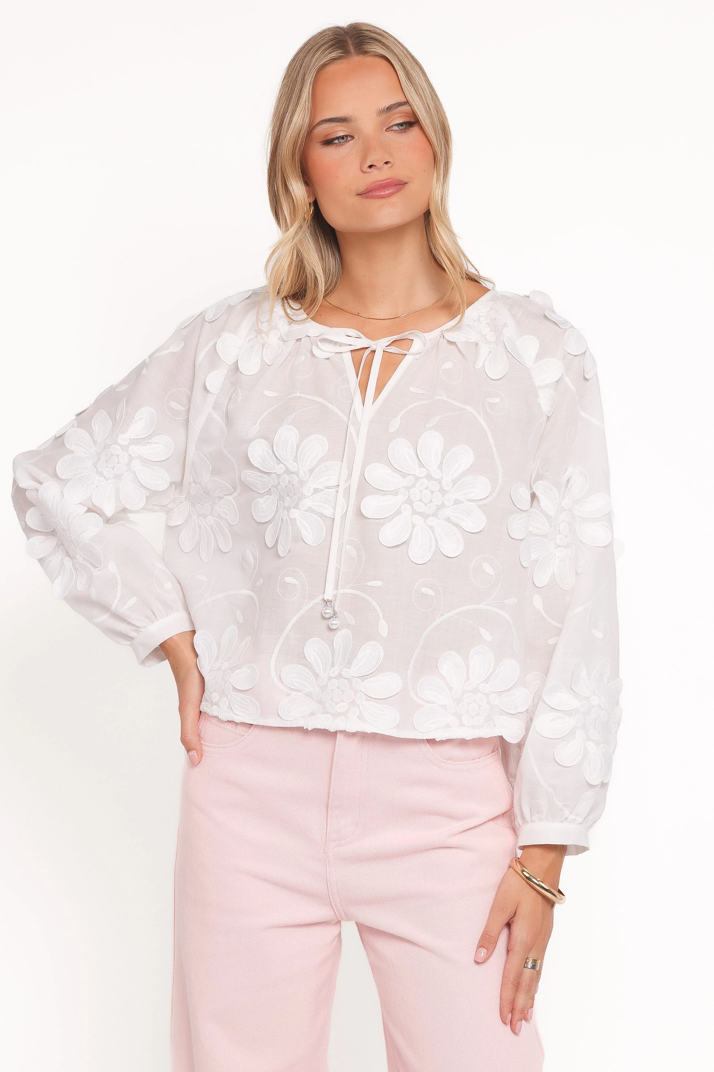 Leire Embroidered Blouse - White - Image 5