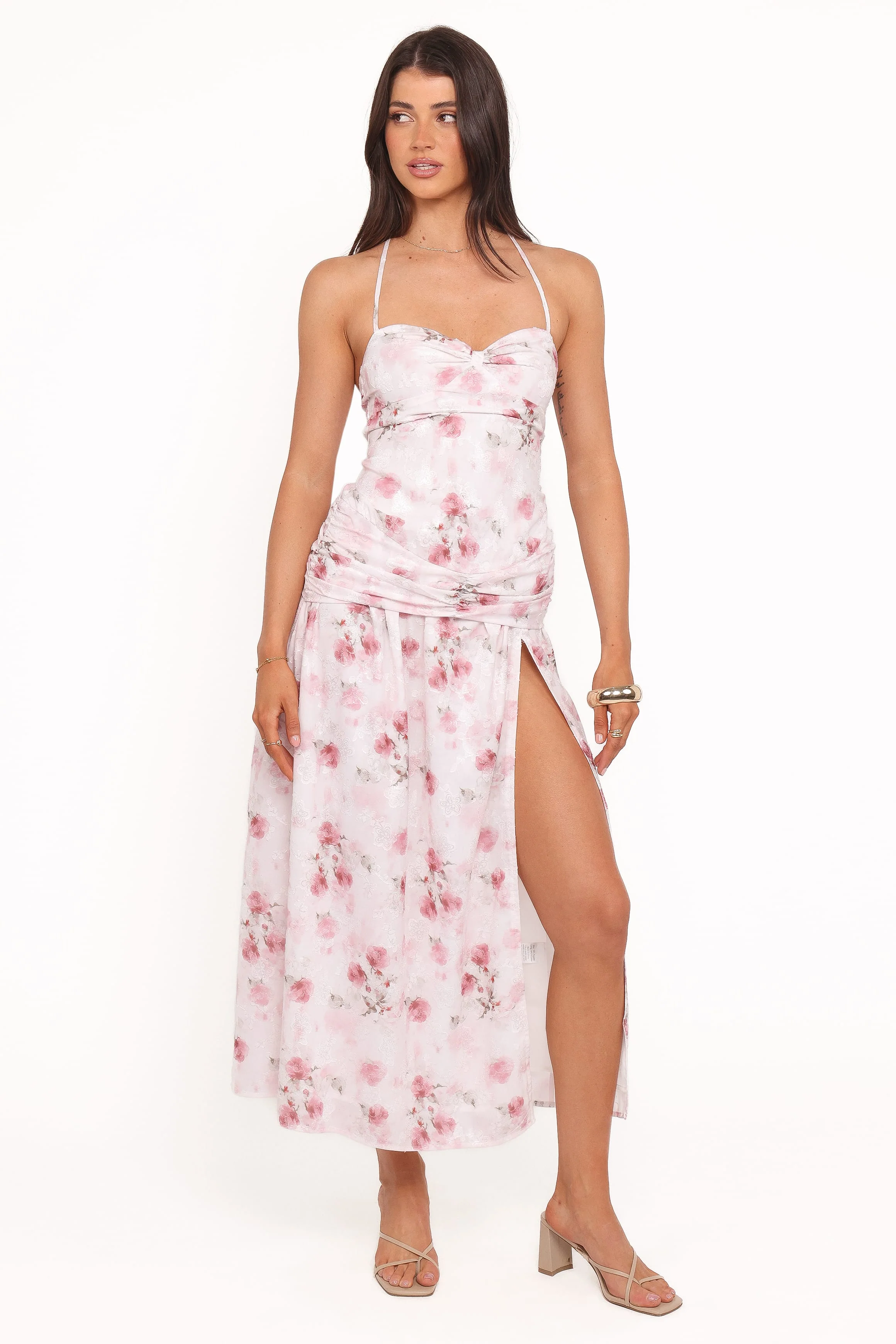 Lelia Halterneck Midi Dress - Pink Floral - Image 6
