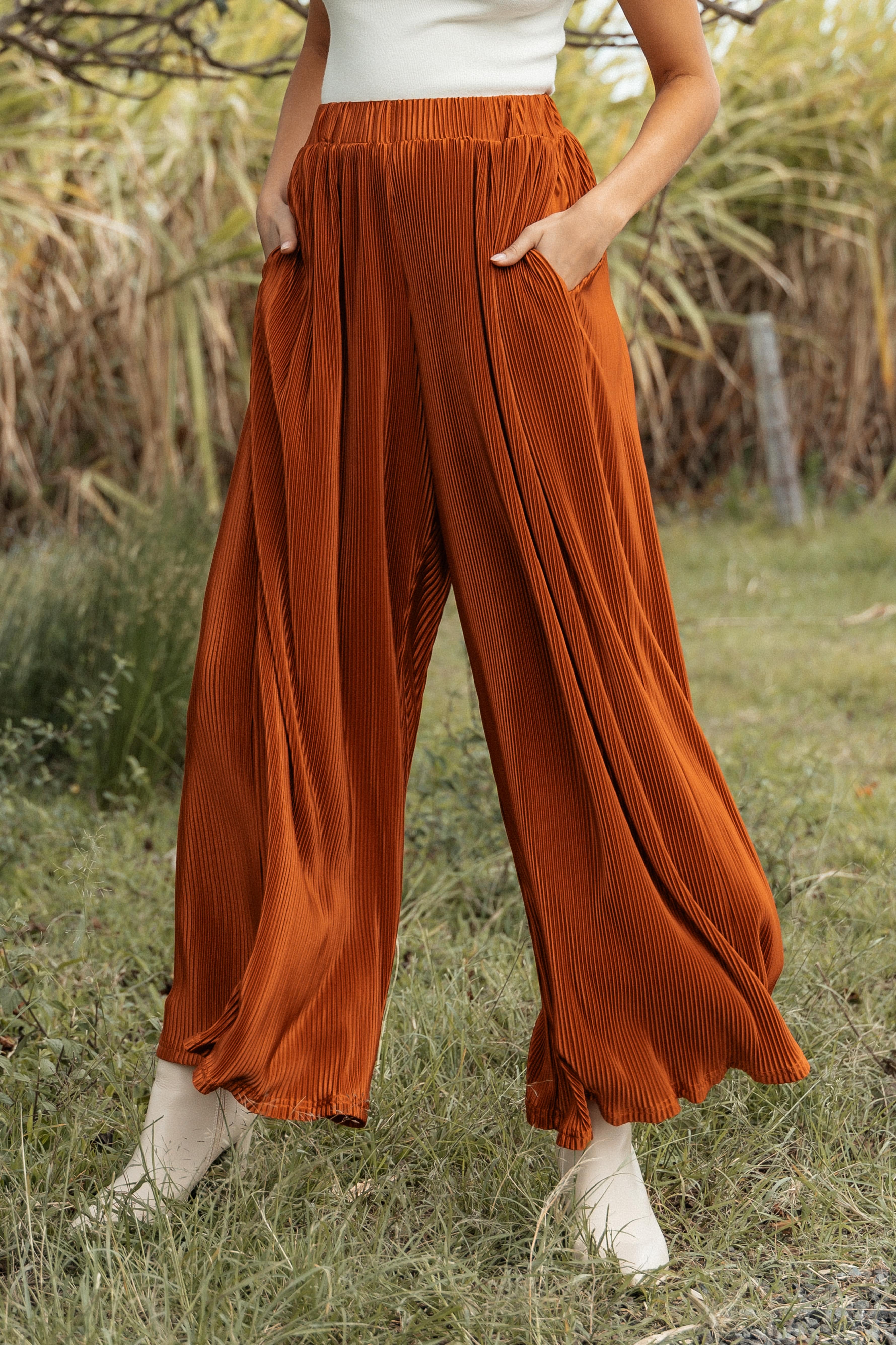 Leria Wide Pant - Burnt Orange - Image 3
