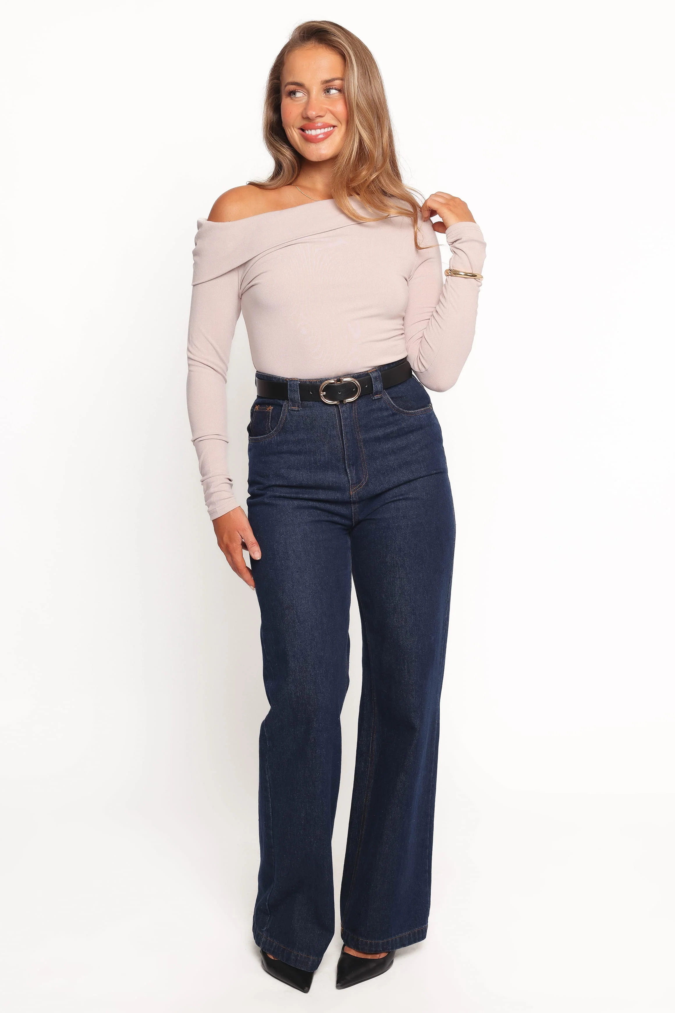 Liah Off Shoulder Knit Top - Grey - Image 6