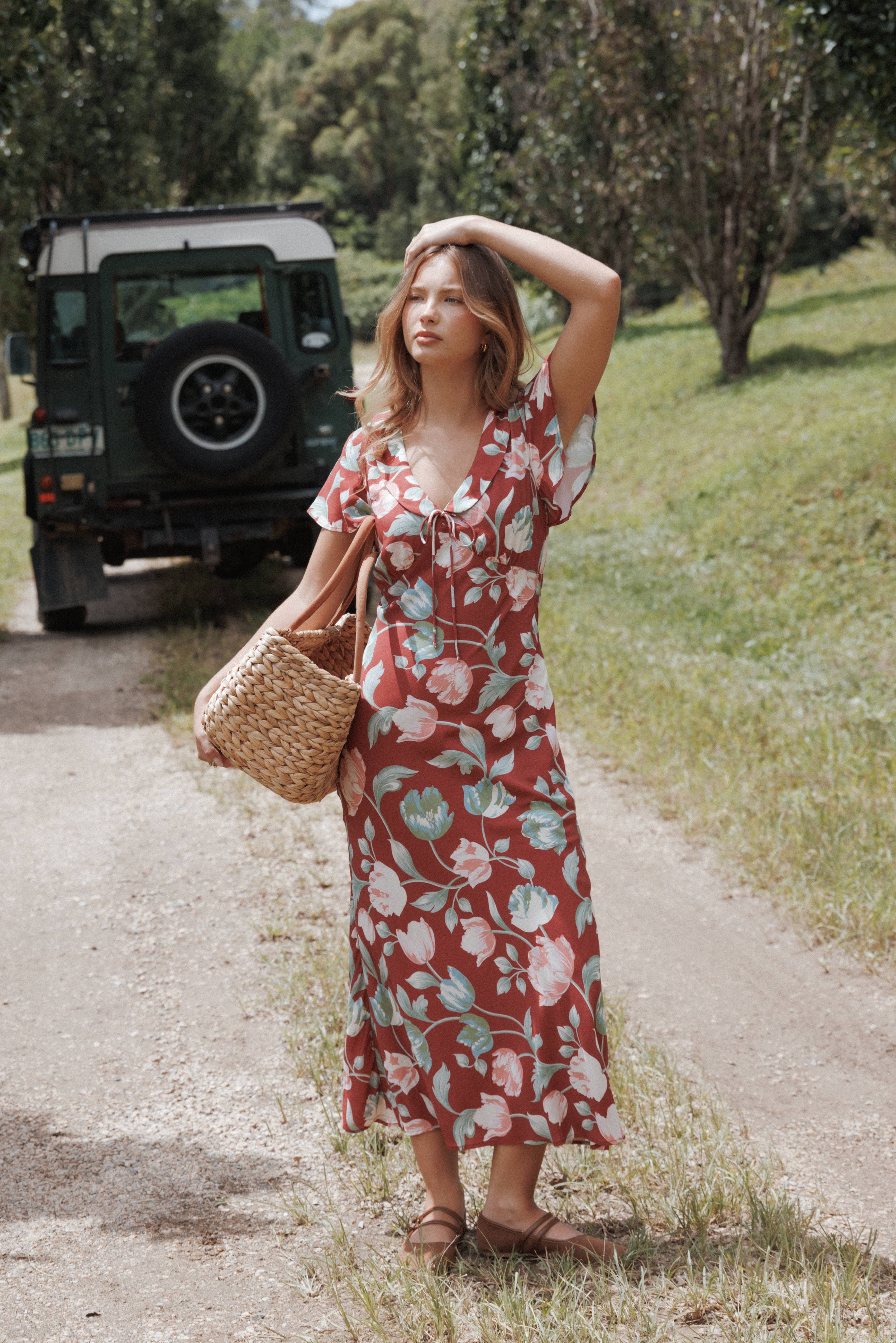 Linden Midi Dress - Red Tulip Floral - Image 8